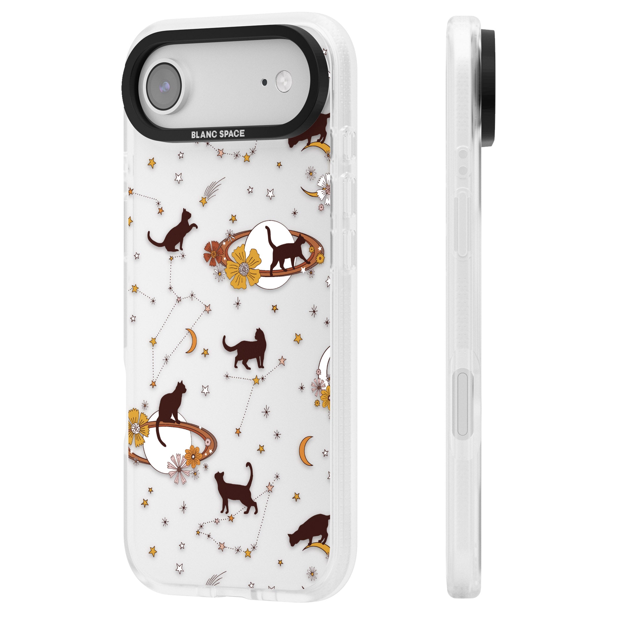 Halloween Cats And Astrology iPhone 17 Air Impact Air Clear Phone Case Side Profile