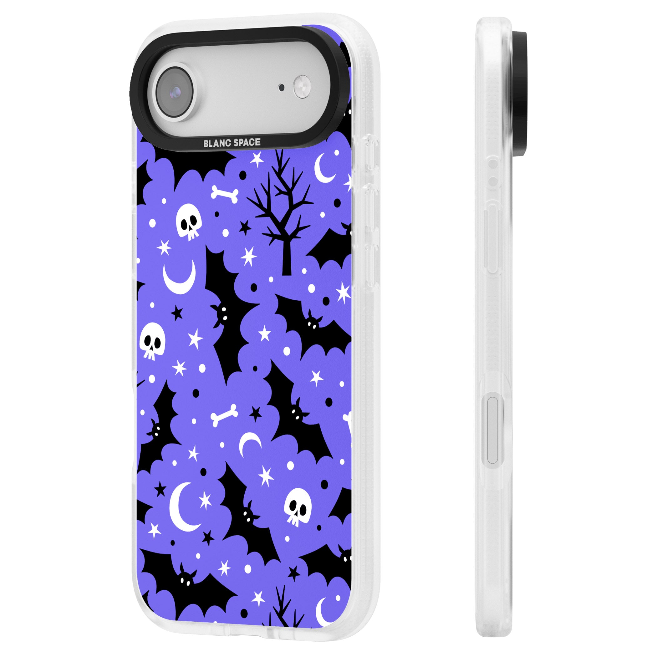 Bats N' Bones Pattern iPhone 17 Air Impact Air Clear Phone Case Side Profile