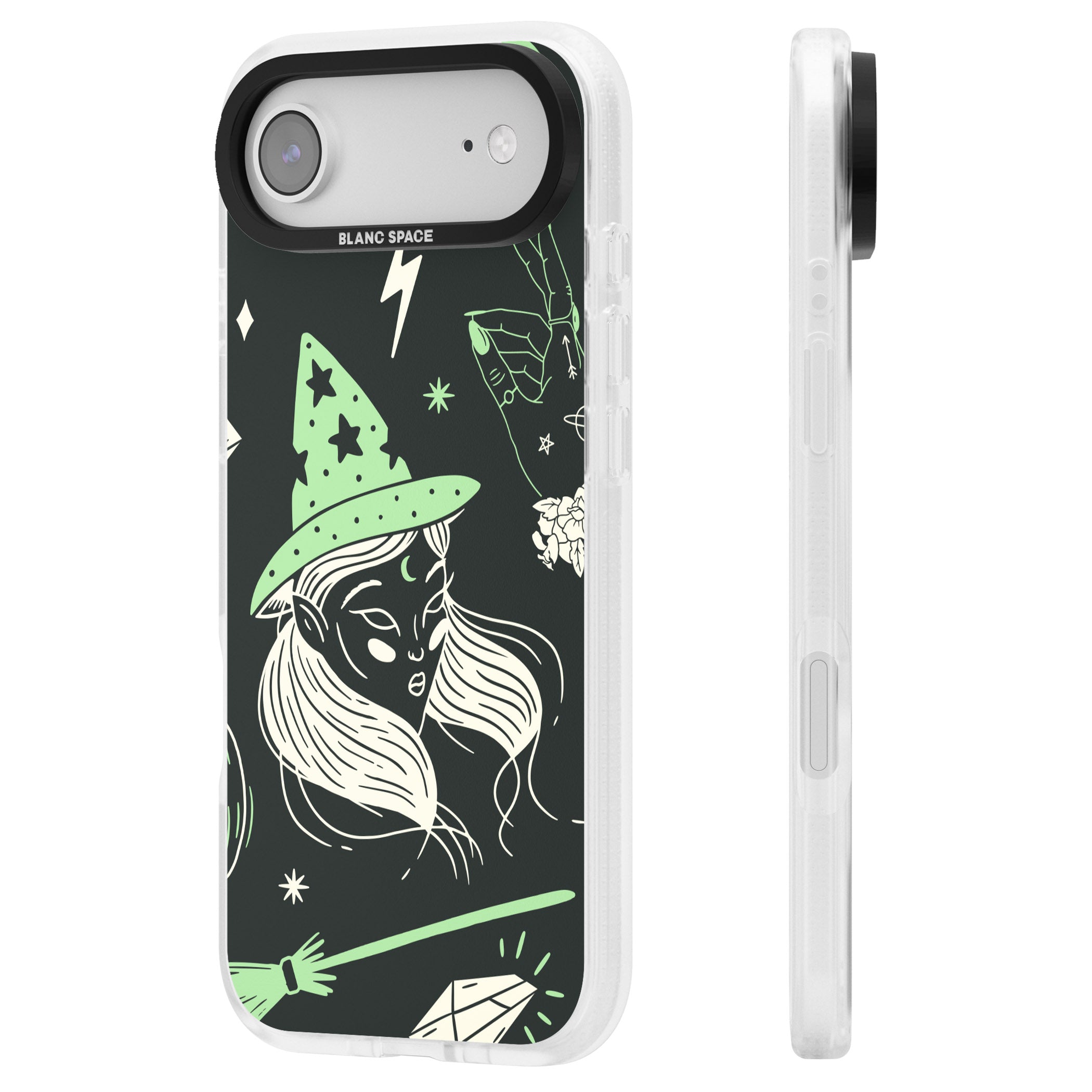 Astrology Witch Pattern iPhone 17 Air Impact Air Clear Phone Case Side Profile