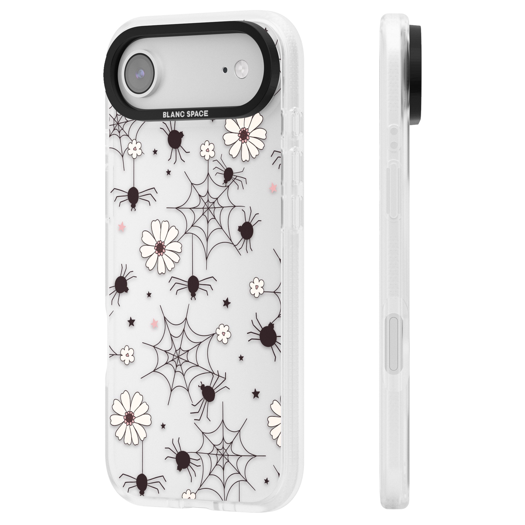 Spiders And Flowers Pattern iPhone 17 Air Impact Air Clear Phone Case Side Profile