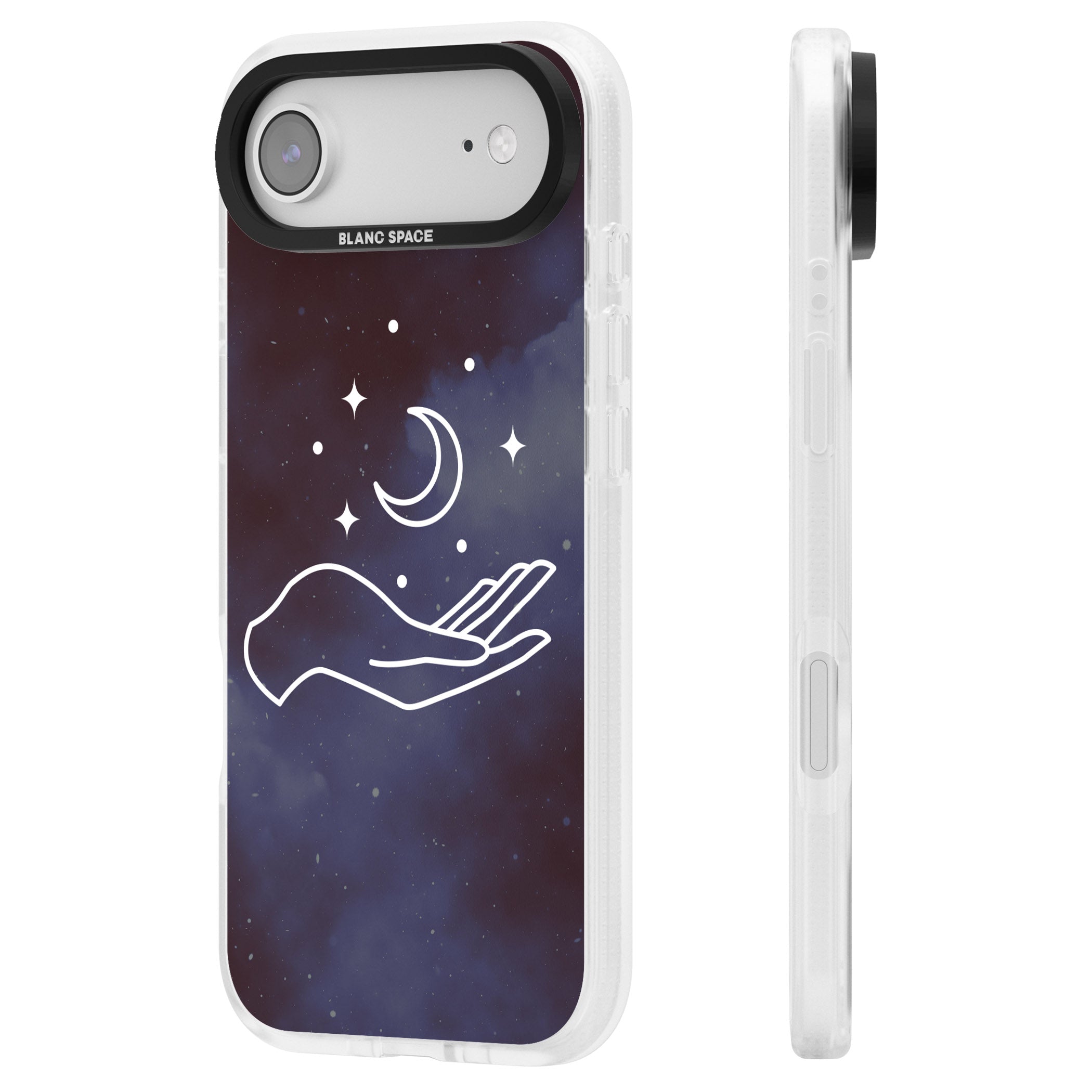 Celestial Hand & Moon iPhone 17 Air Impact Air Clear Phone Case Side Profile