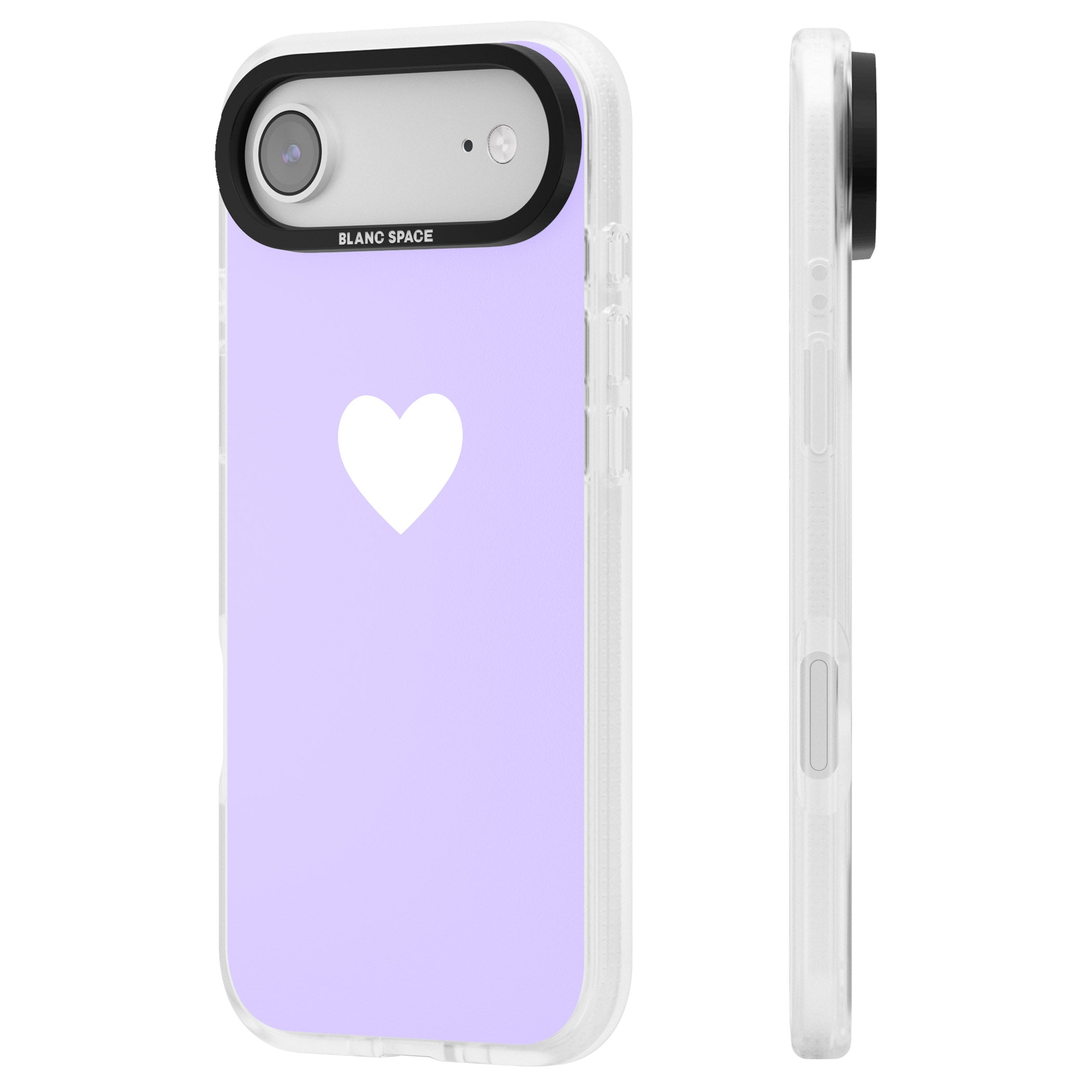 Pale Purple Heart iPhone 17 Air Impact Air Clear Phone Case Side Profile