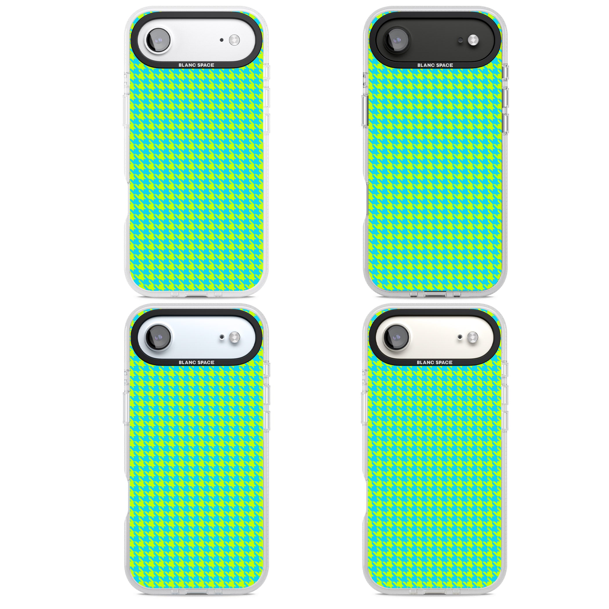 Neon Lime & Turquoise Houndstooth iPhone 17 Air Impact Air Clear Phone Case APT Impact Protection