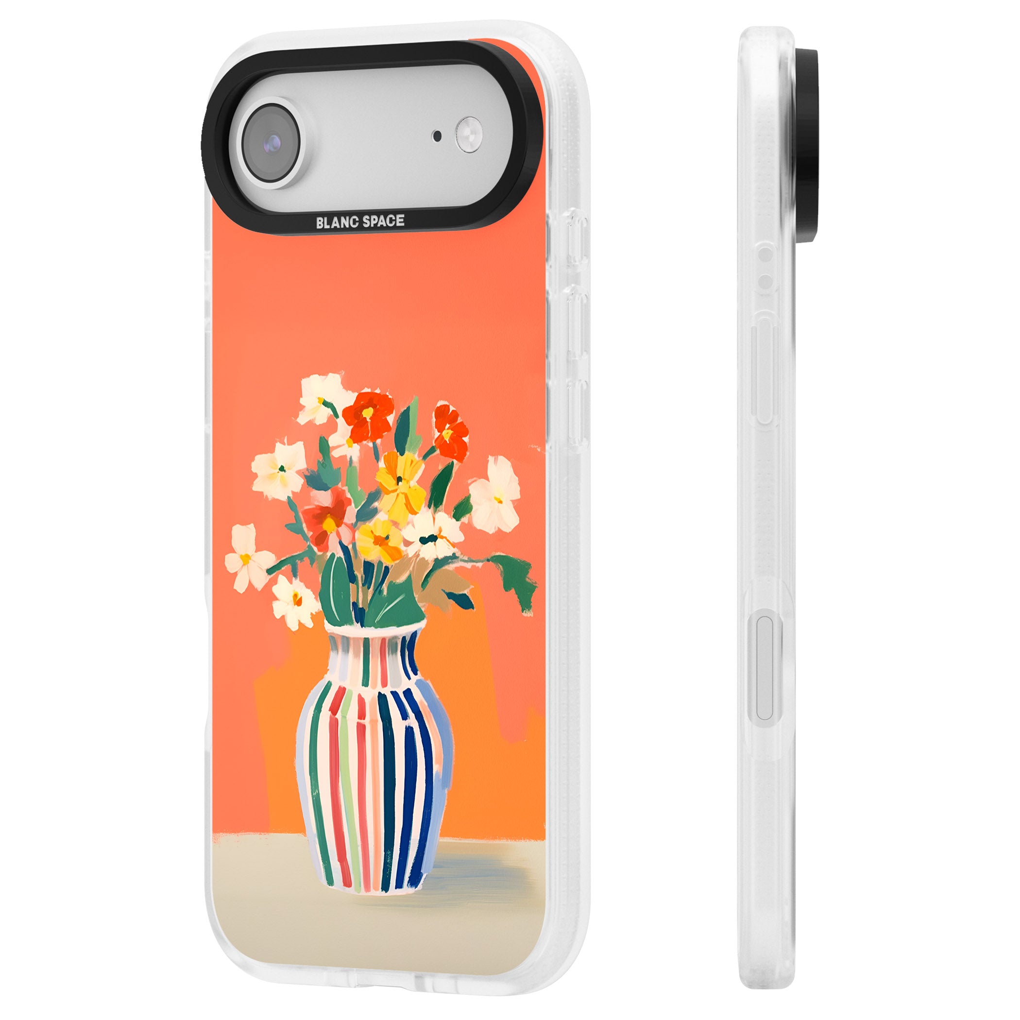 Coral Flower Vase iPhone 17 Air Impact Air Clear Phone Case Side Profile