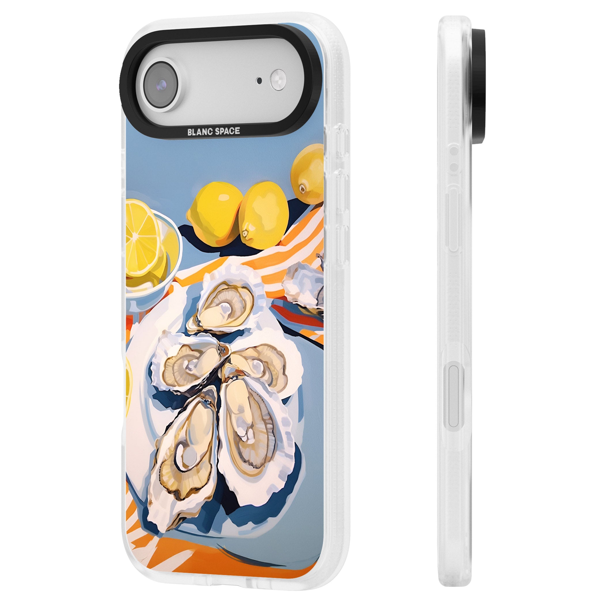 Fresh Oysters & Lemons iPhone 17 Air Impact Air Clear Phone Case Side Profile