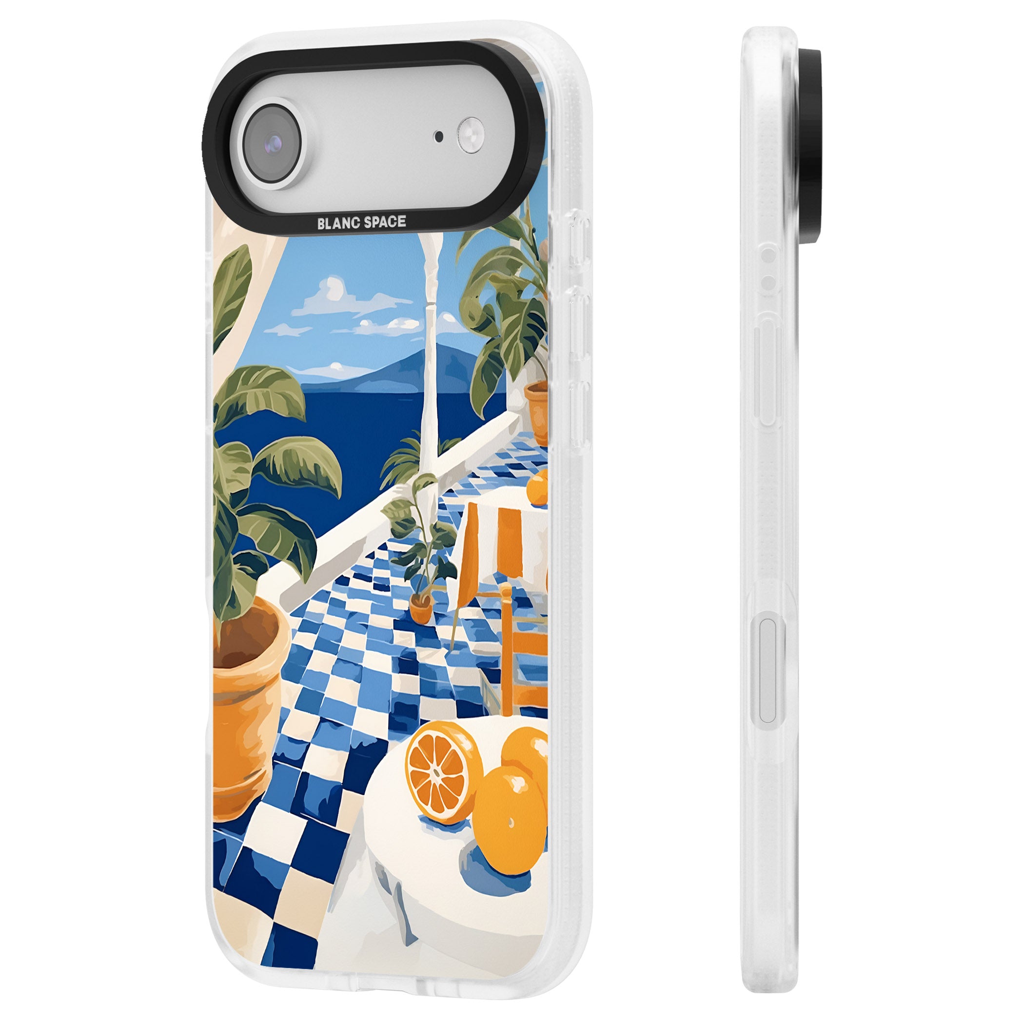 Greek Balcony iPhone 17 Air Impact Air Clear Phone Case Side Profile