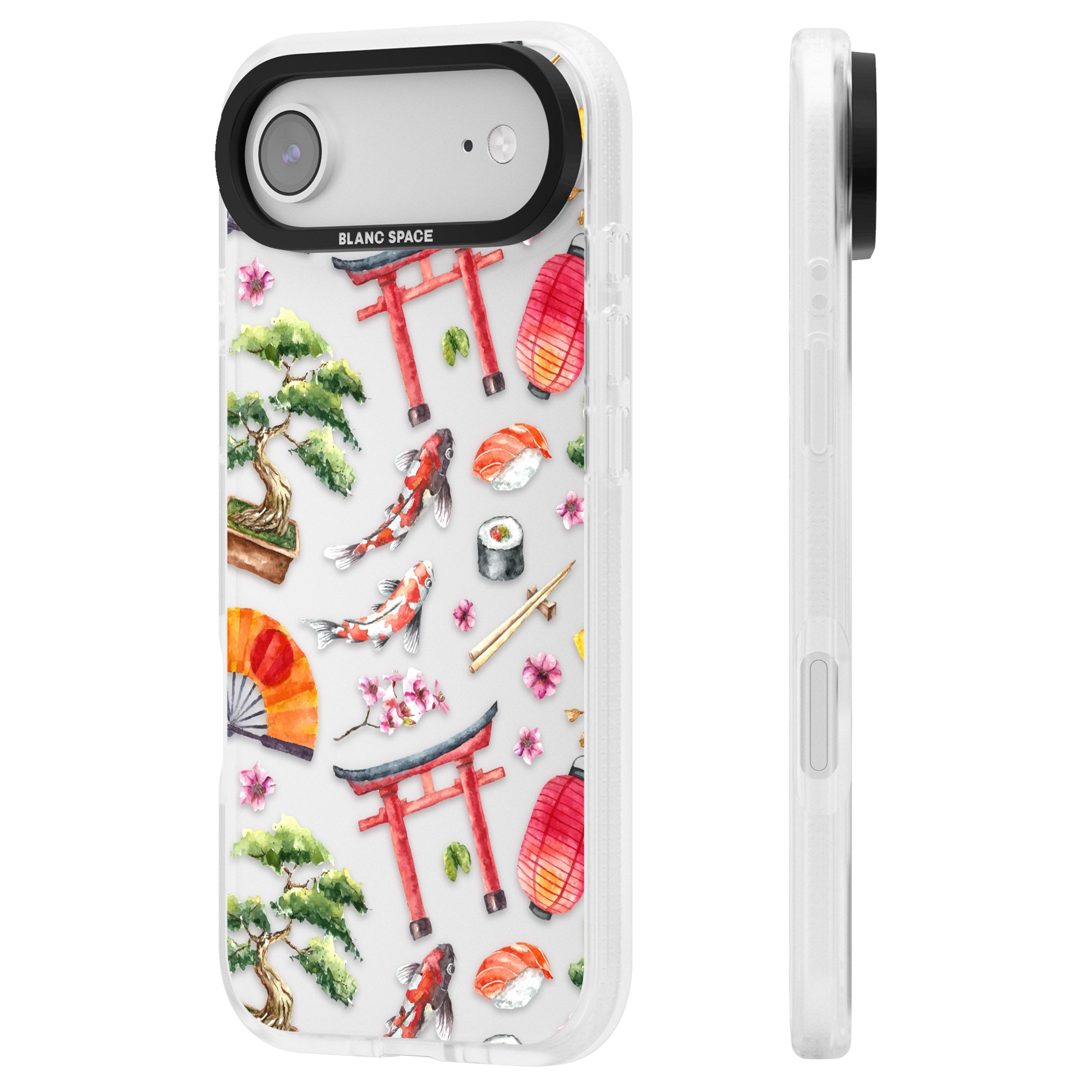 Japanese Watercolor iPhone 17 Air Impact Air Clear Phone Case Side Profile