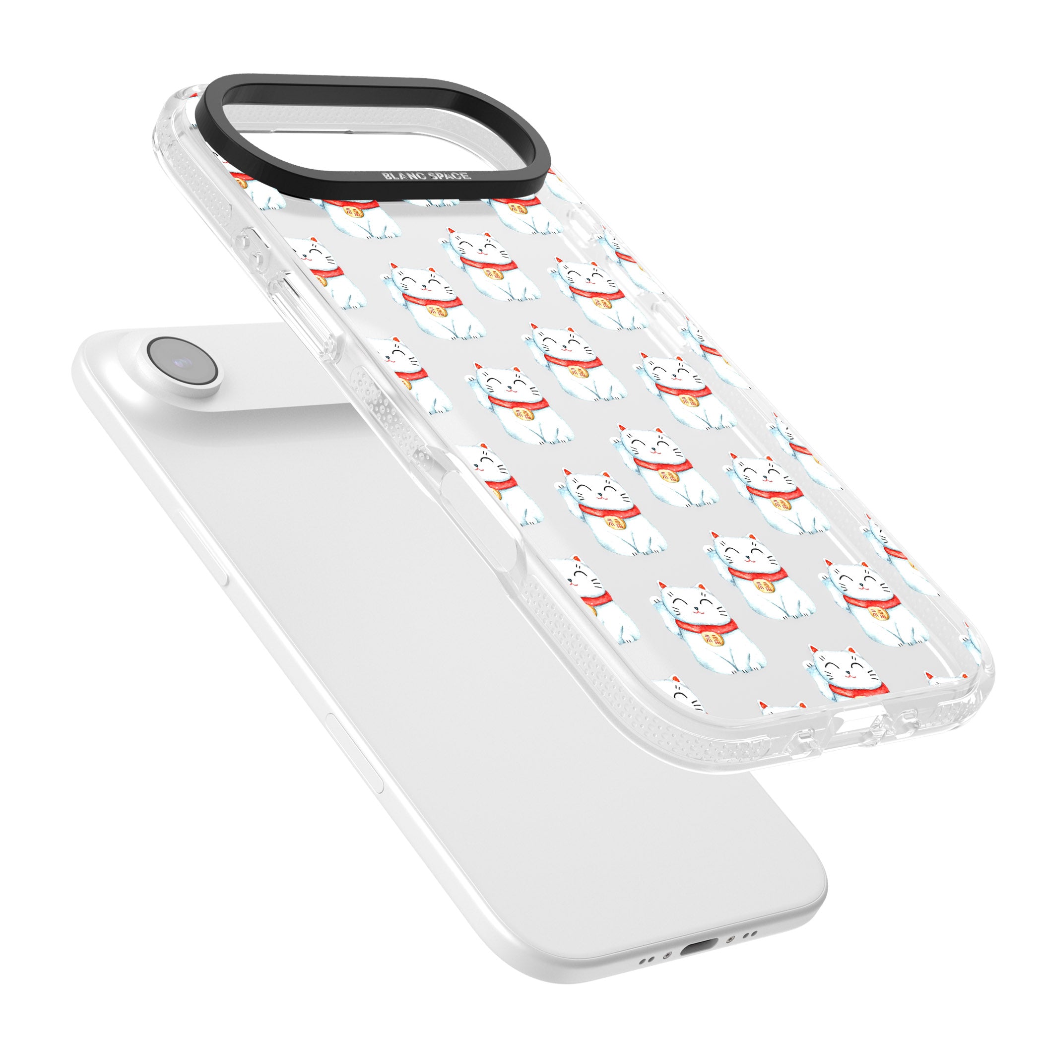 Lucky Cat Pattern iPhone 17 Air Impact Air Clear Phone Case Colours