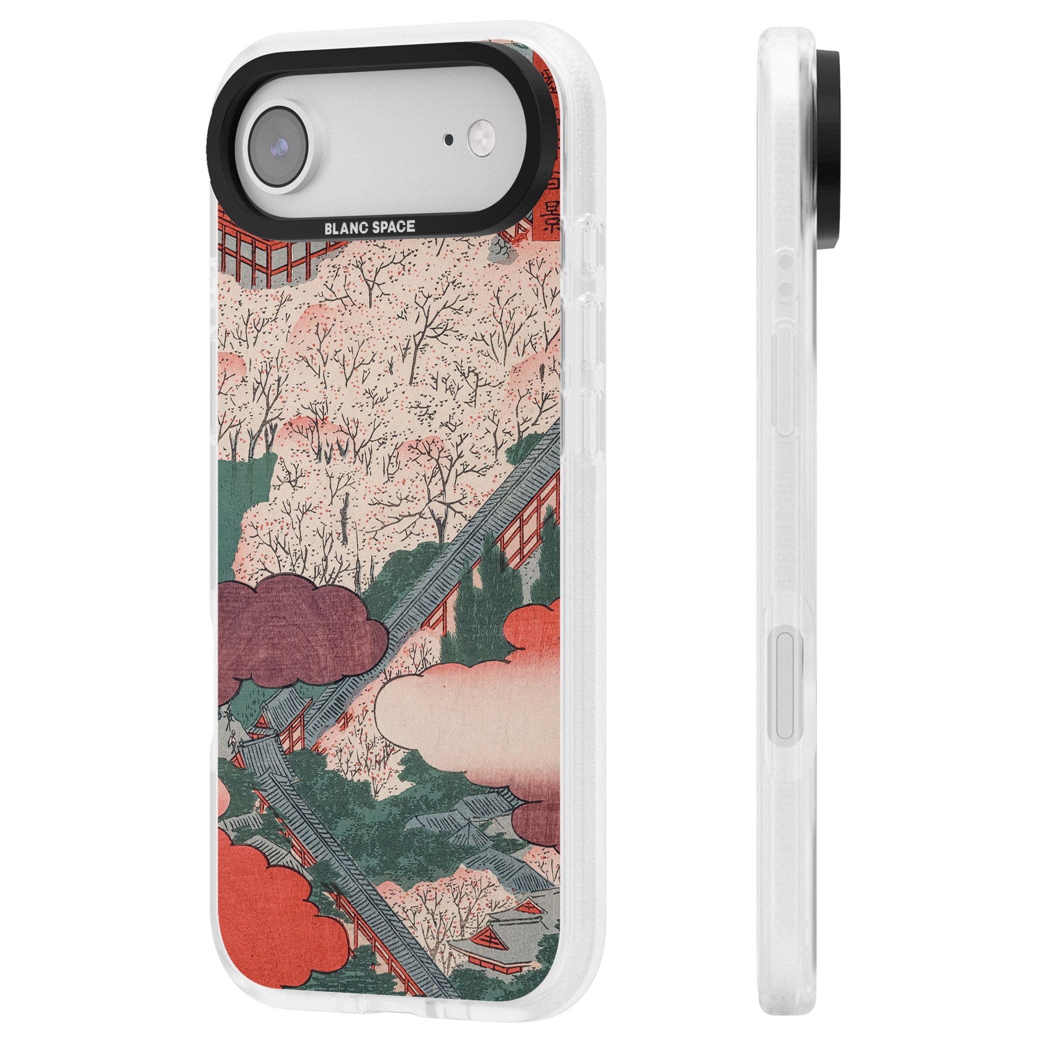 Vintage Japanese Illustrations Japanese City iPhone 17 Air Impact Air Clear Phone Case Side Profile