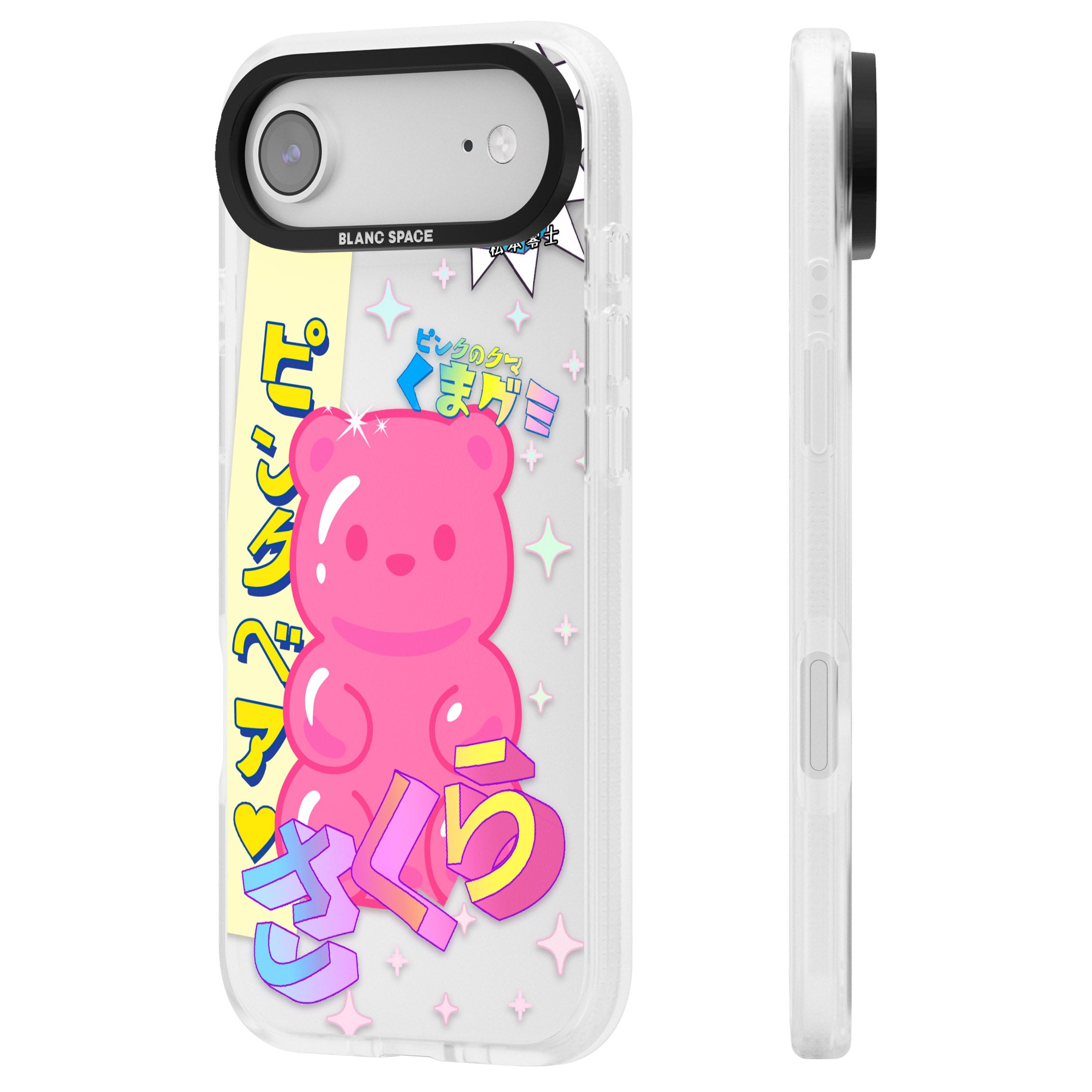Kawaii Pink Bear Collage iPhone 17 Air Impact Air Clear Phone Case Side Profile