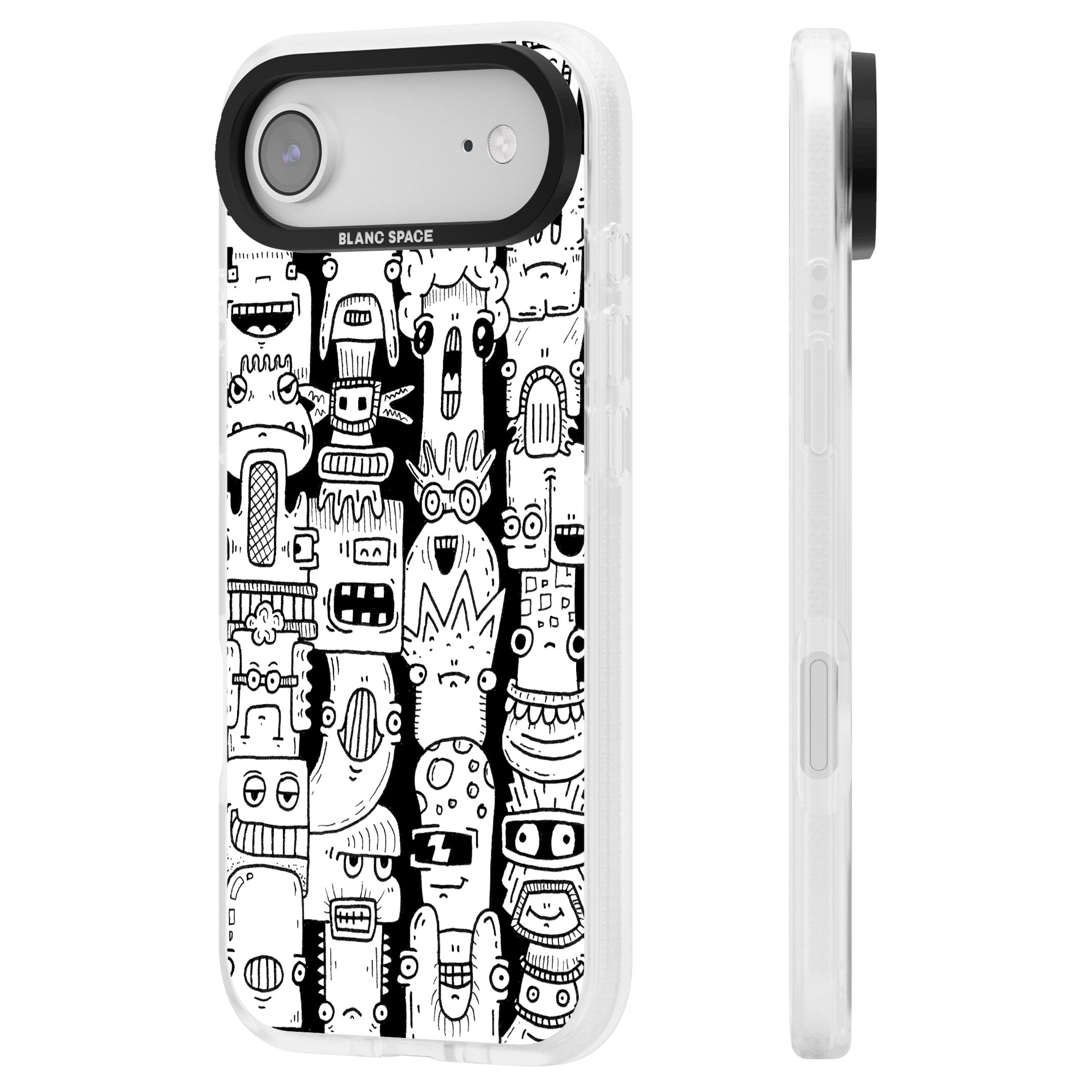 Monochrome Heads iPhone 17 Air Impact Air Clear Phone Case Side Profile