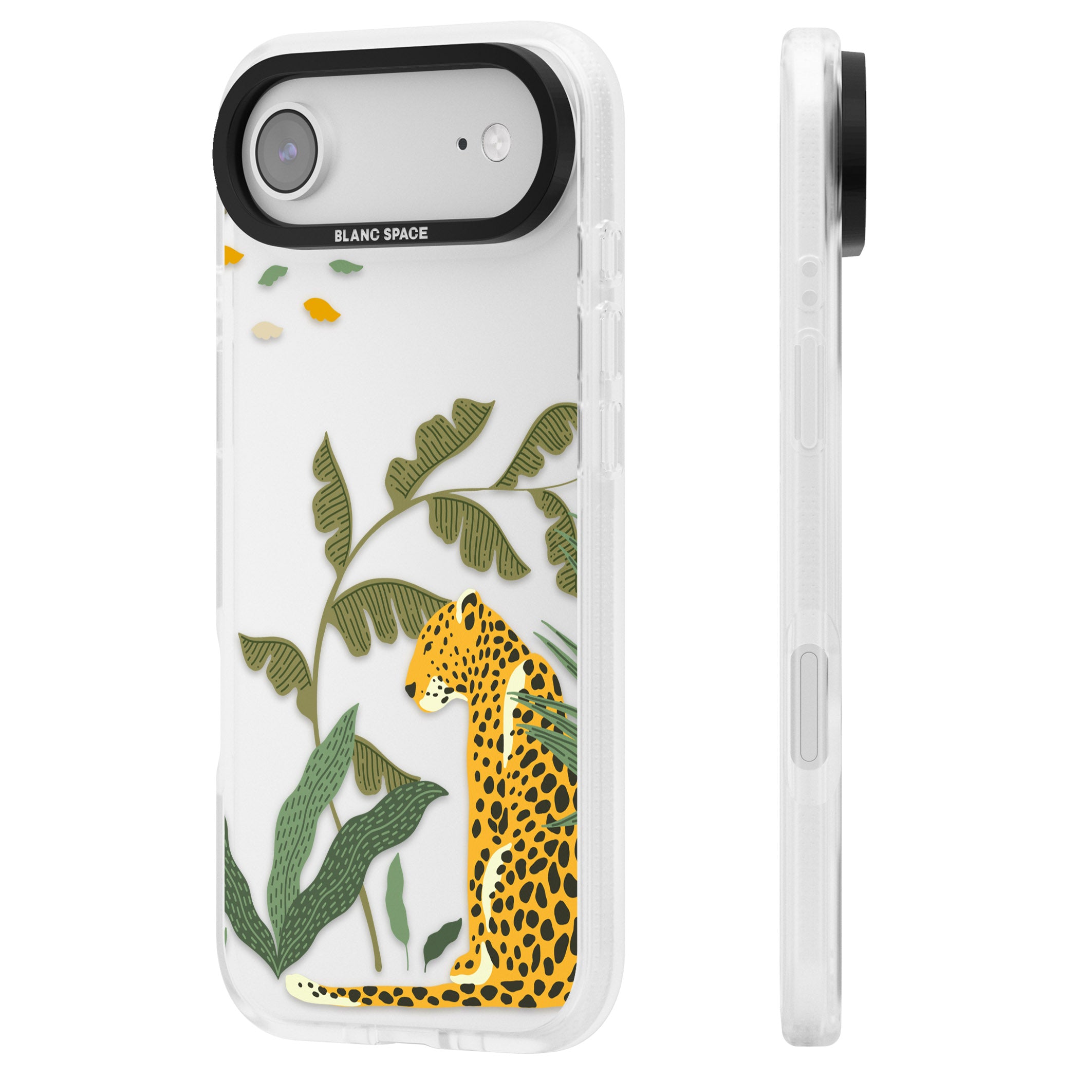 Large Jungle Cat Pattern iPhone 17 Air Impact Air Clear Phone Case Side Profile