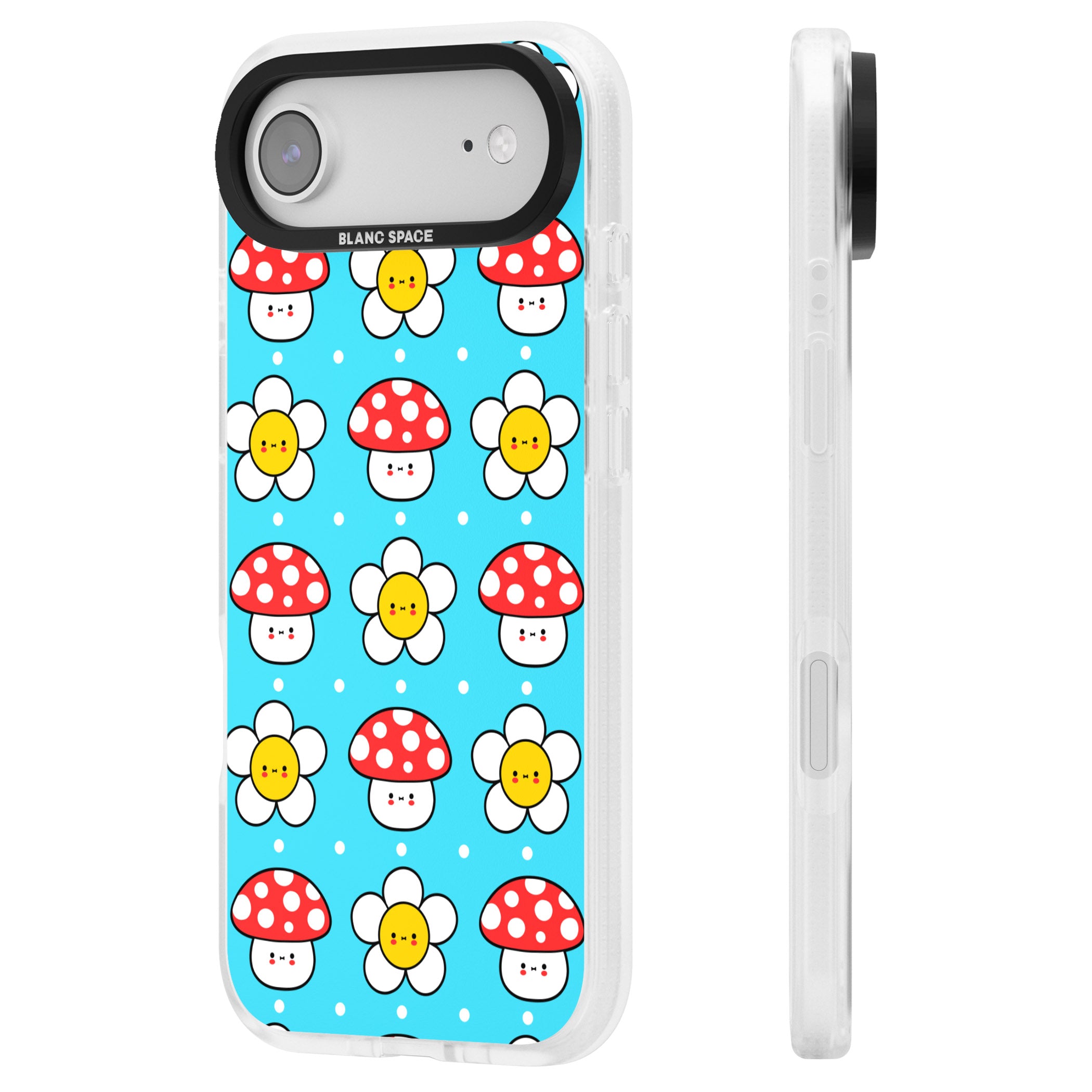 Shroom Bunnies Kawaii Pattern iPhone 17 Air Impact Air Clear Phone Case Side Profile