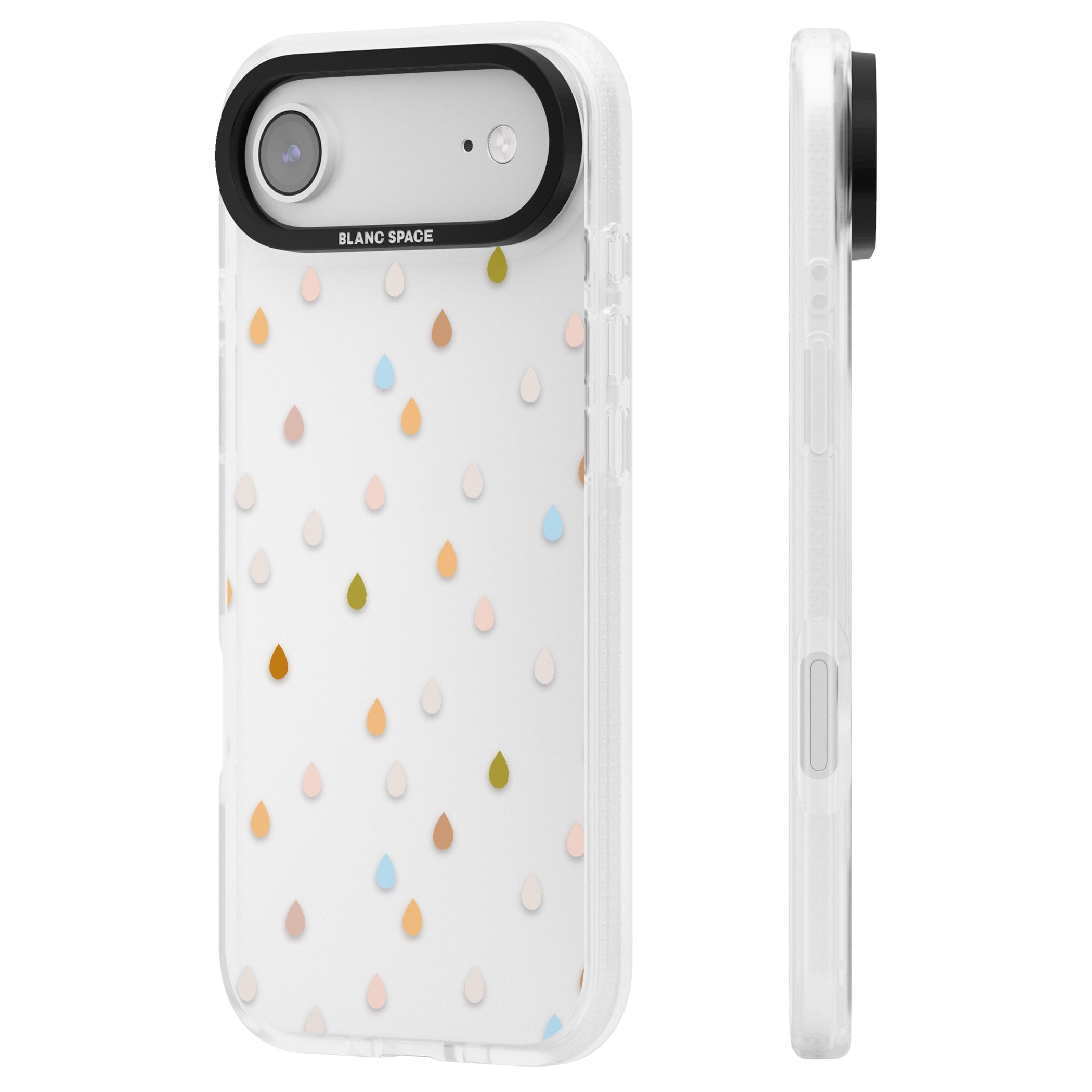 Pastel Raindrops iPhone 17 Air Impact Air Clear Phone Case Side Profile