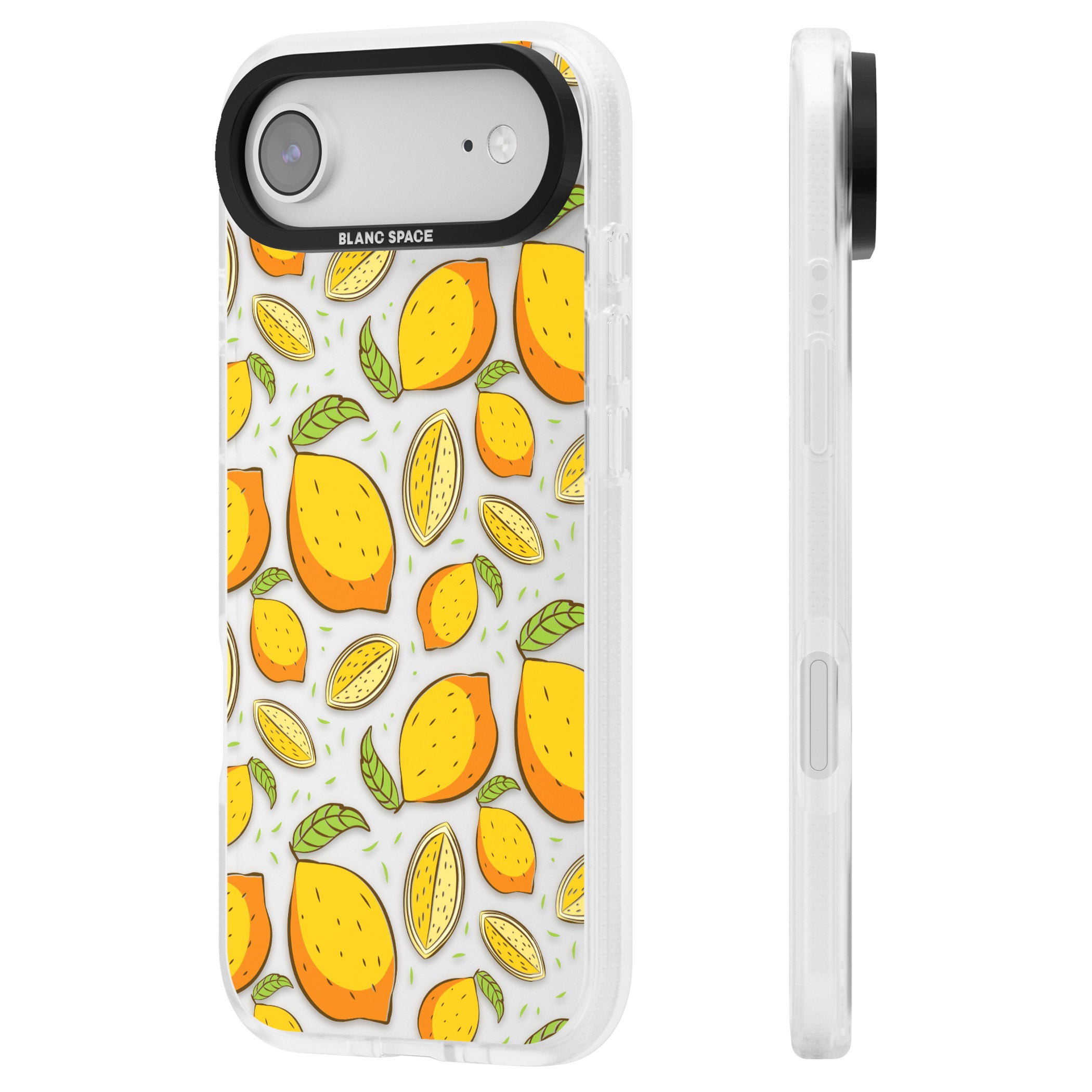 Lemon Pattern iPhone 17 Air Impact Air Clear Phone Case Side Profile