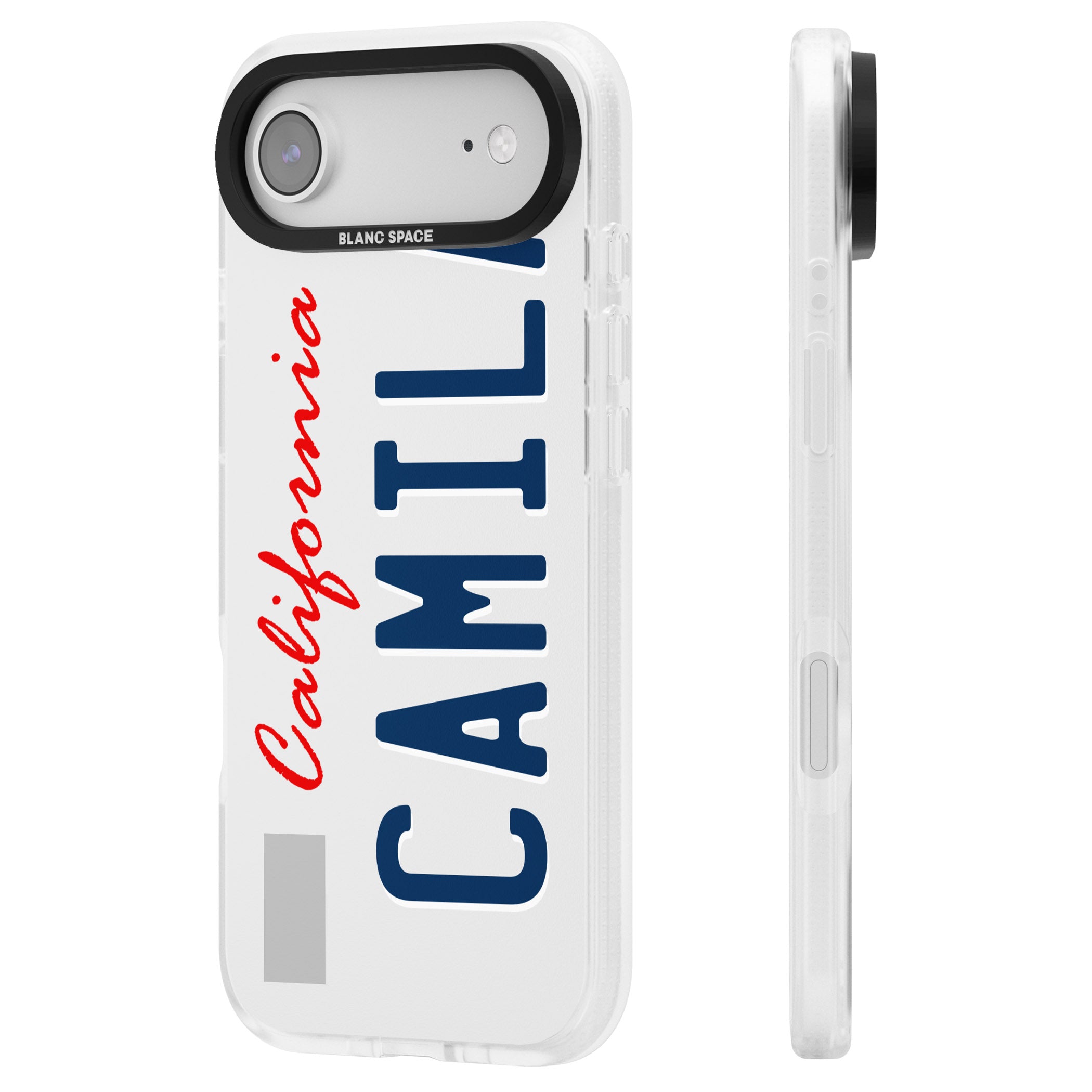 Personalised California License Plate iPhone 17 Air Impact Air Clear Phone Case Side Profile