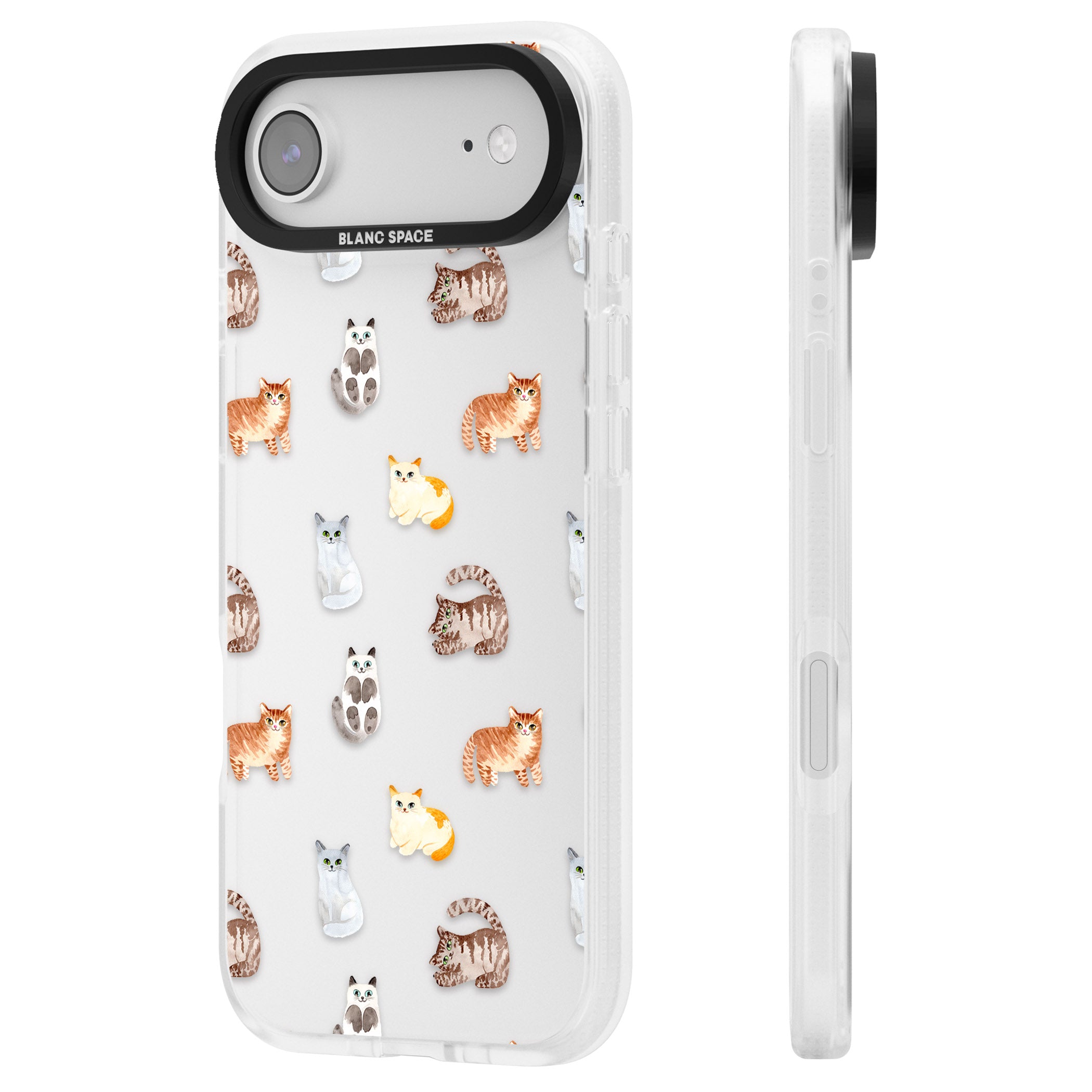 Cute Cat Pattern Classic iPhone 17 Air Impact Air Clear Phone Case Side Profile