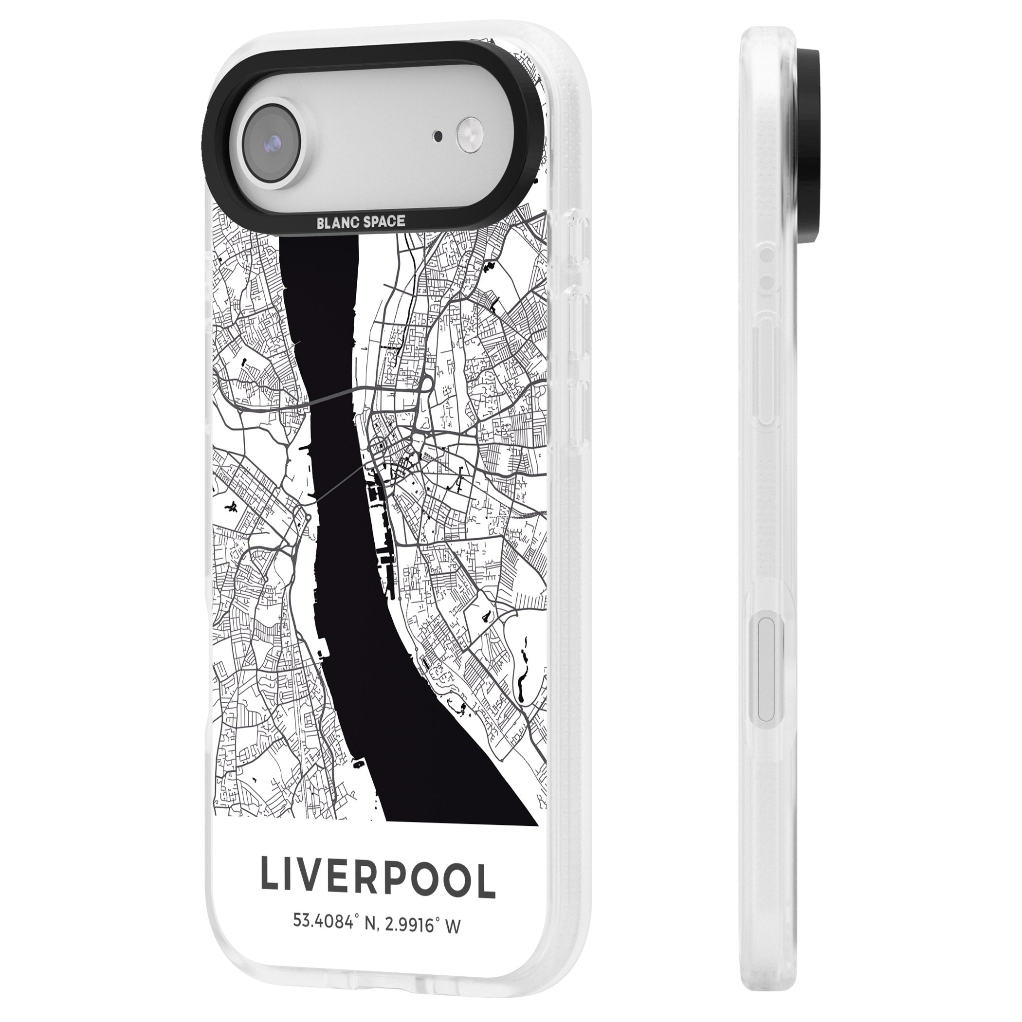 Liverpool Map iPhone 17 Air Impact Air Clear Phone Case Side Profile