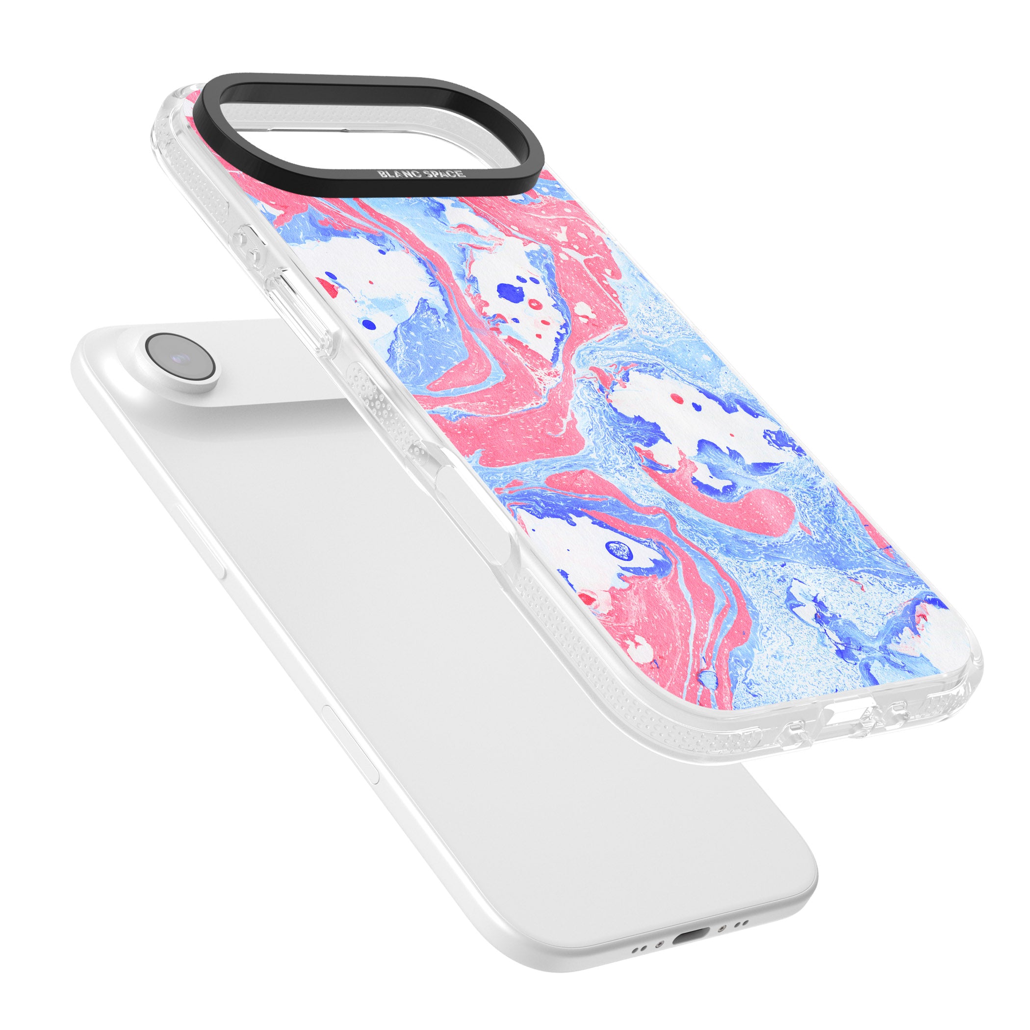 Pink, Blue & White Marbled Paper Pattern iPhone 17 Air Impact Air Clear Phone Case Colours