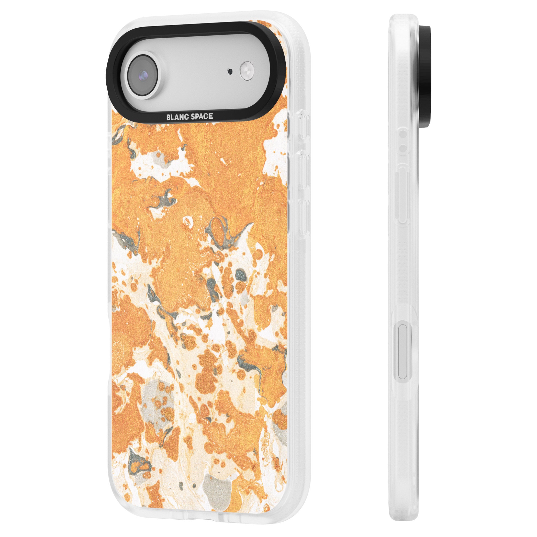 Orange Marbled iPhone 17 Air Impact Air Clear Phone Case Side Profile