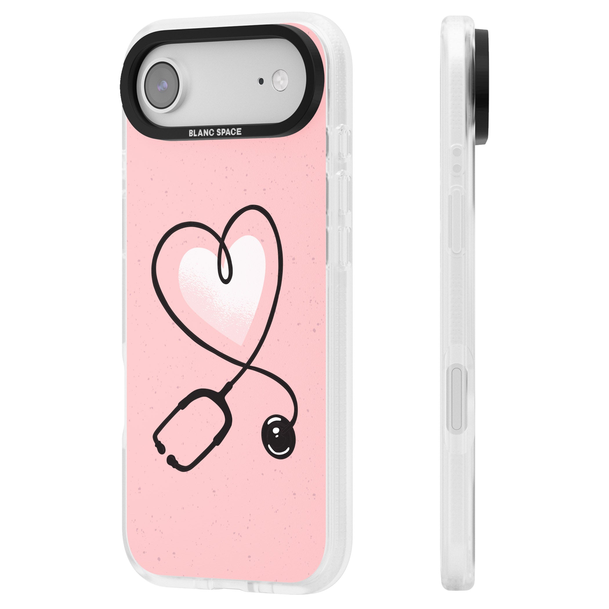Stethoscope Heart iPhone 17 Air Impact Air Clear Phone Case Side Profile