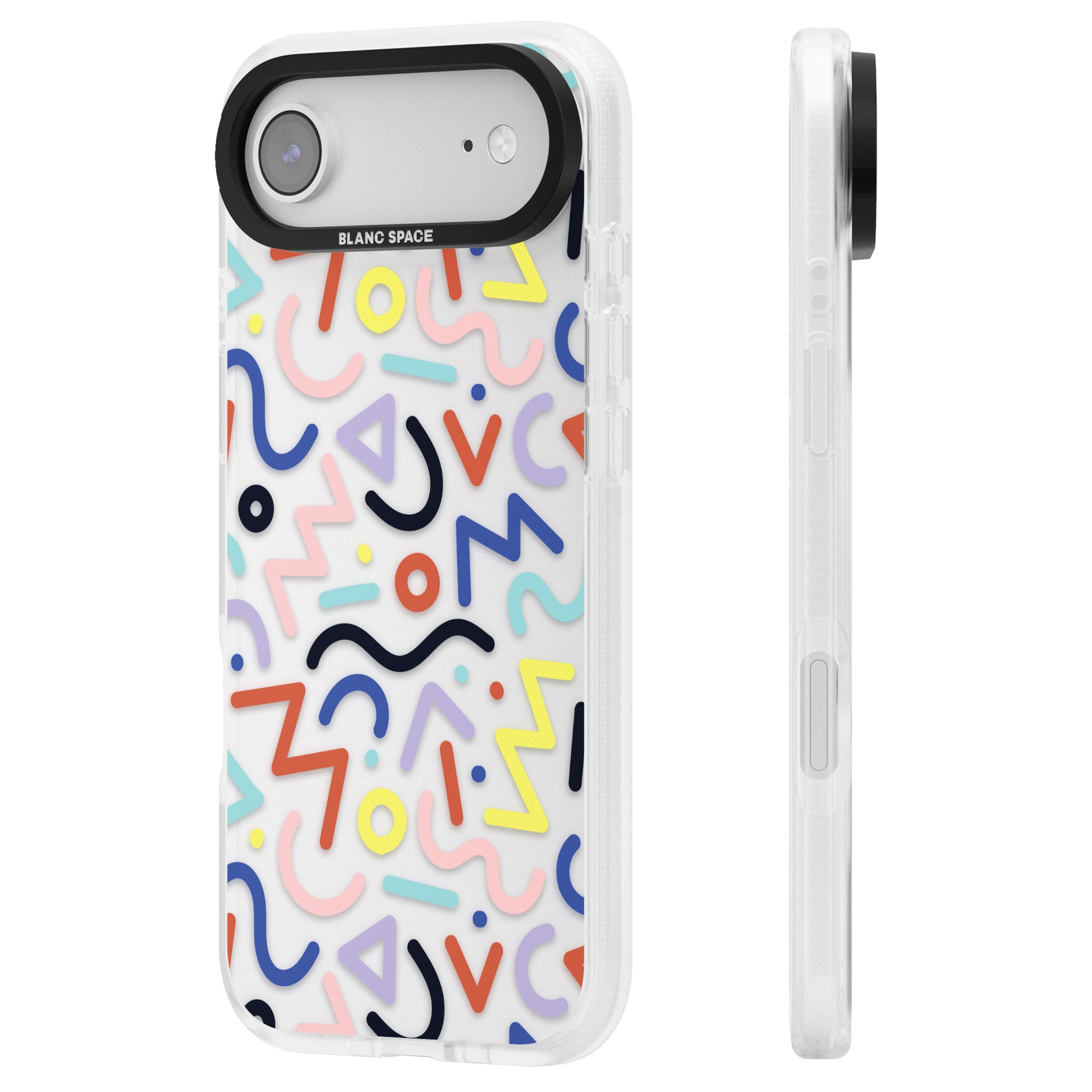 Memphis Retro Pattern iPhone 17 Air Impact Air Clear Phone Case Side Profile