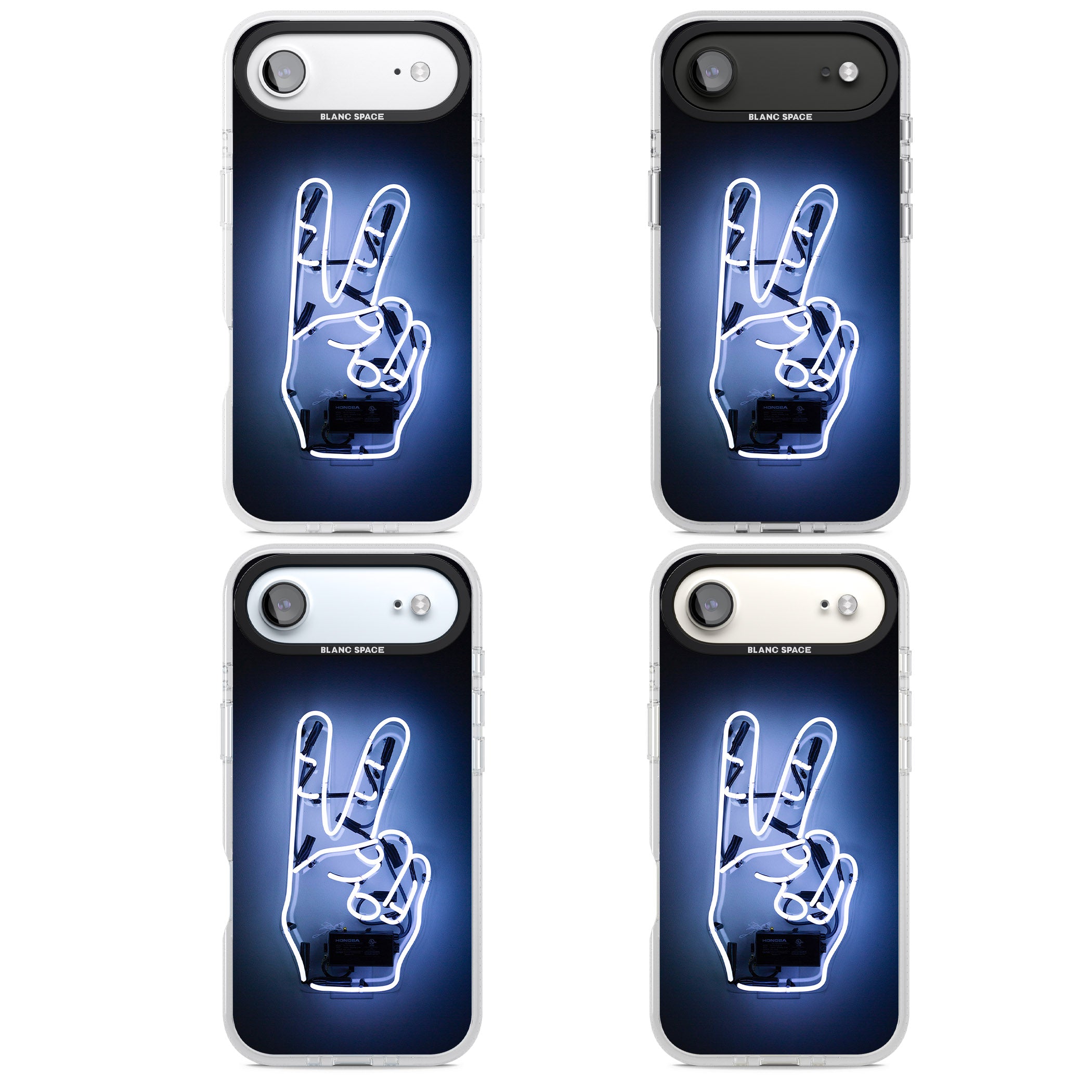 Neon Peace Sign iPhone 17 Air Impact Air Clear Phone Case APT Impact Protection