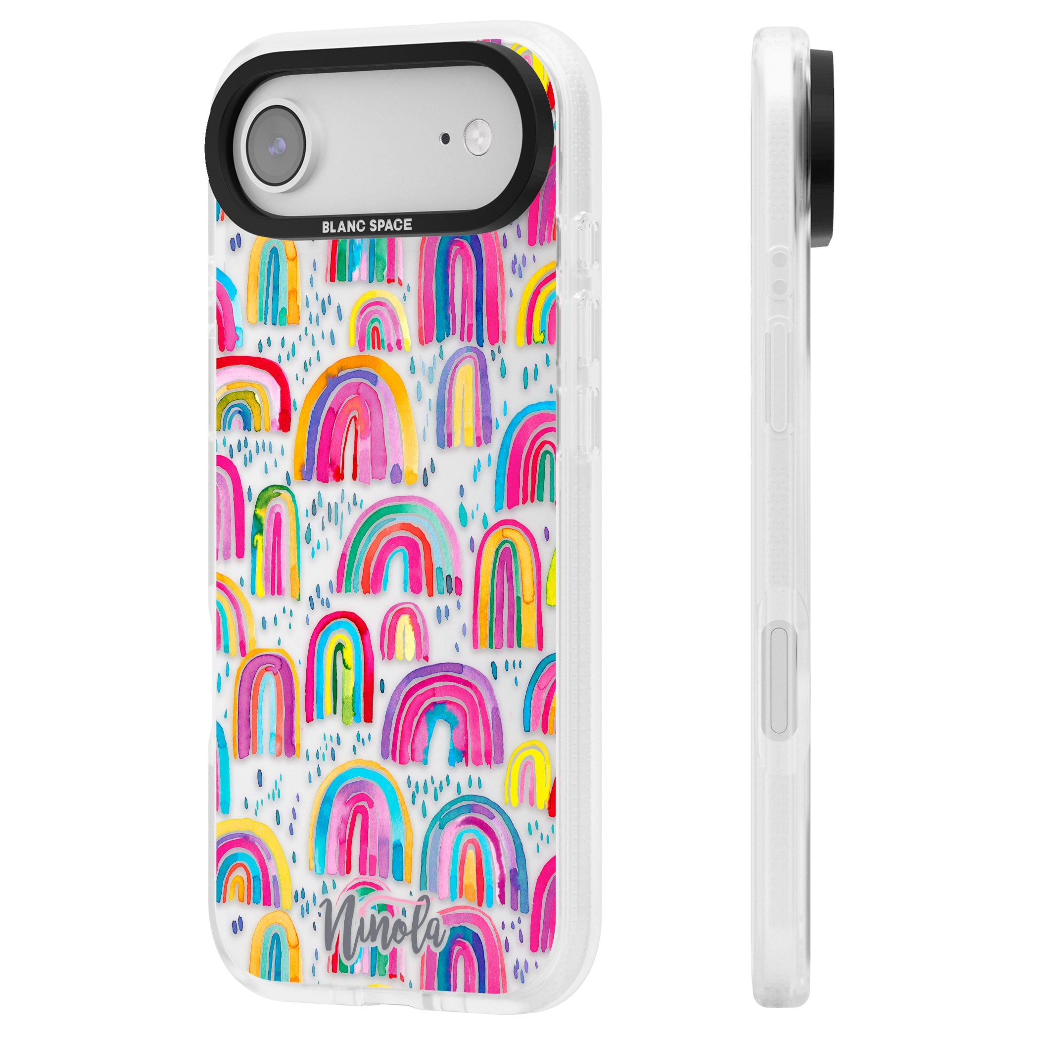 Watercolor Rainbow iPhone 17 Air Impact Air Clear Phone Case Side Profile