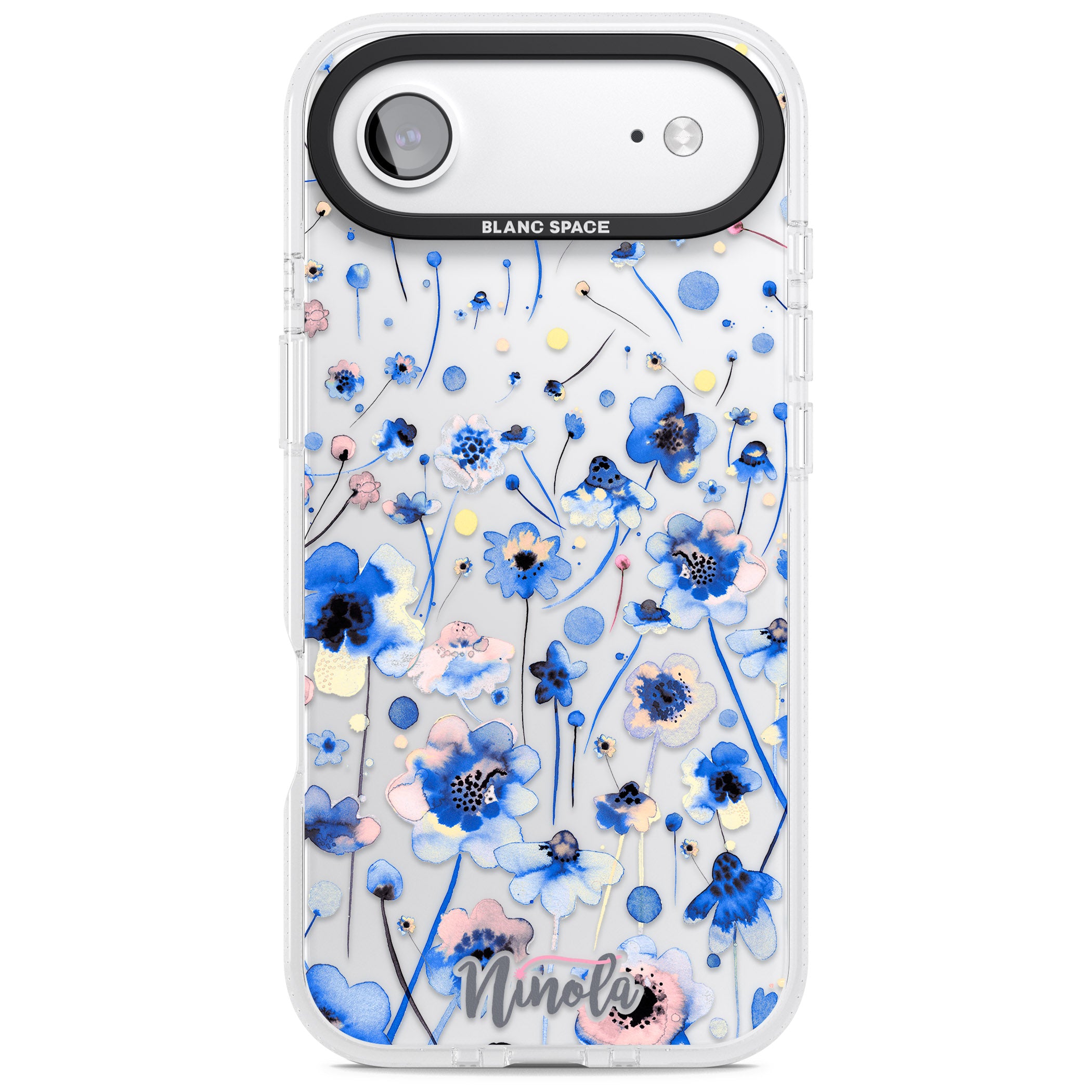 Ink Flowers Blue iPhone 17 Air Impact Air Clear Phone Case