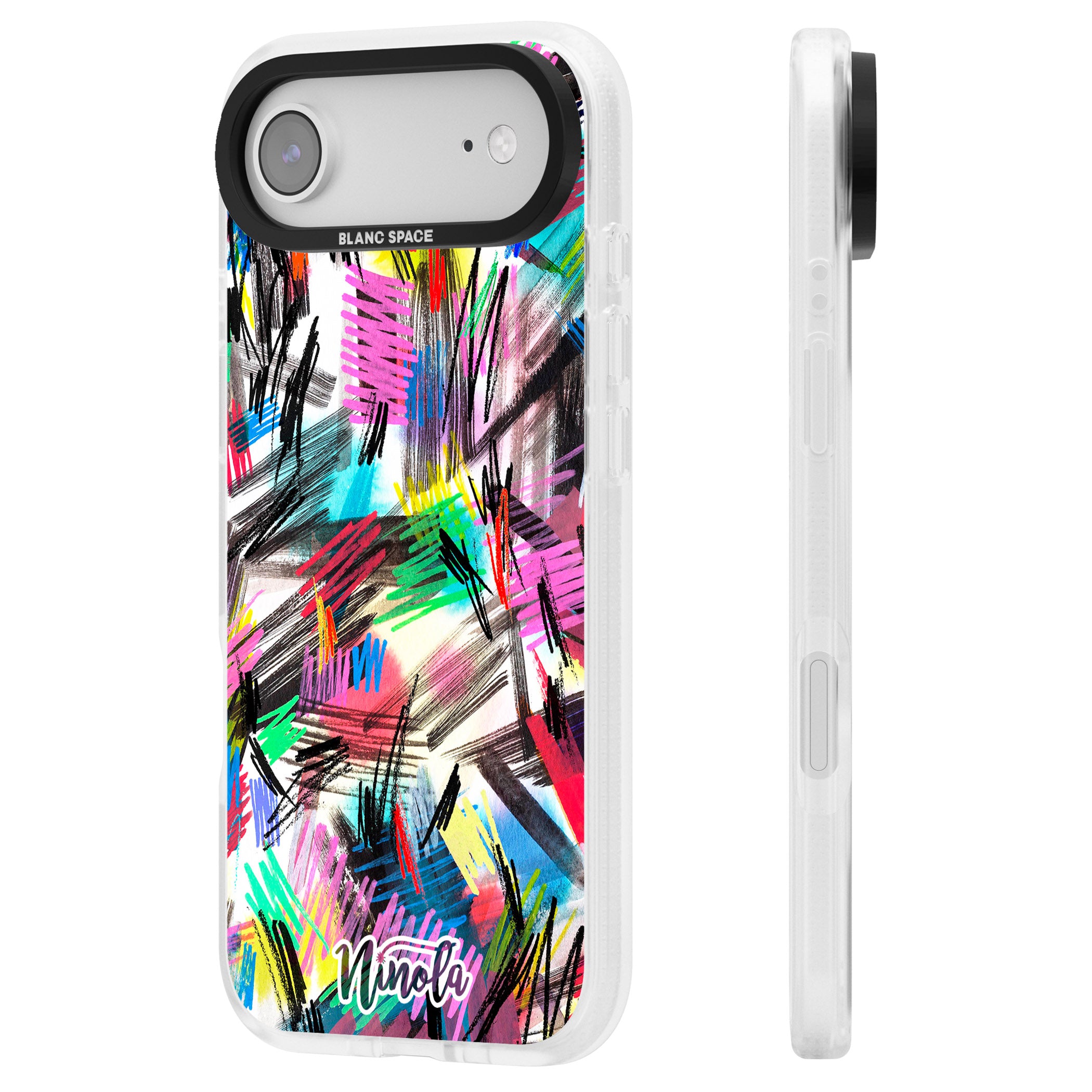 Wild Strokes Rainbow iPhone 17 Air Impact Air Clear Phone Case Side Profile