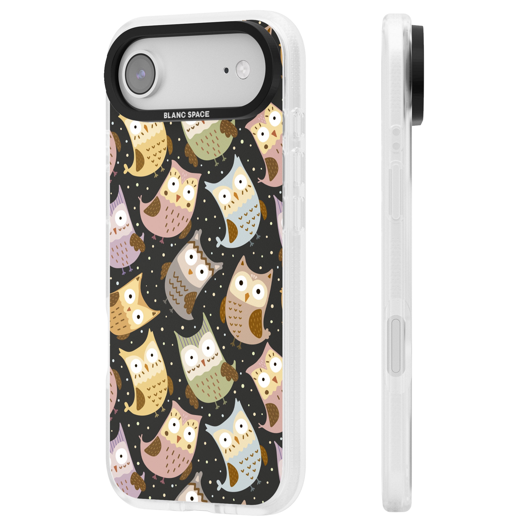 Cute Owl Pattern iPhone 17 Air Impact Air Clear Phone Case Side Profile