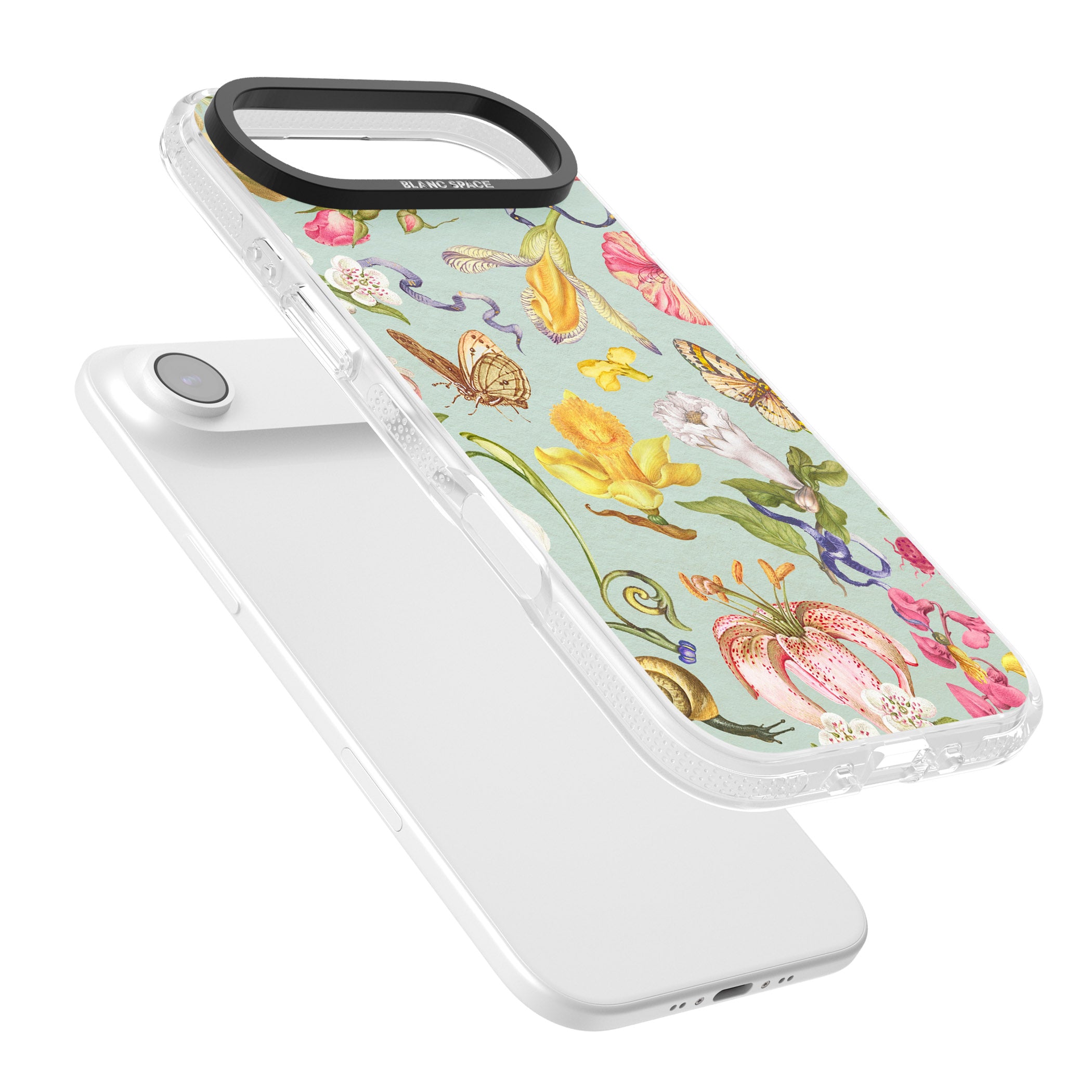 Blue Vintage Painted Flowers iPhone 17 Air Impact Air Clear Phone Case Colours