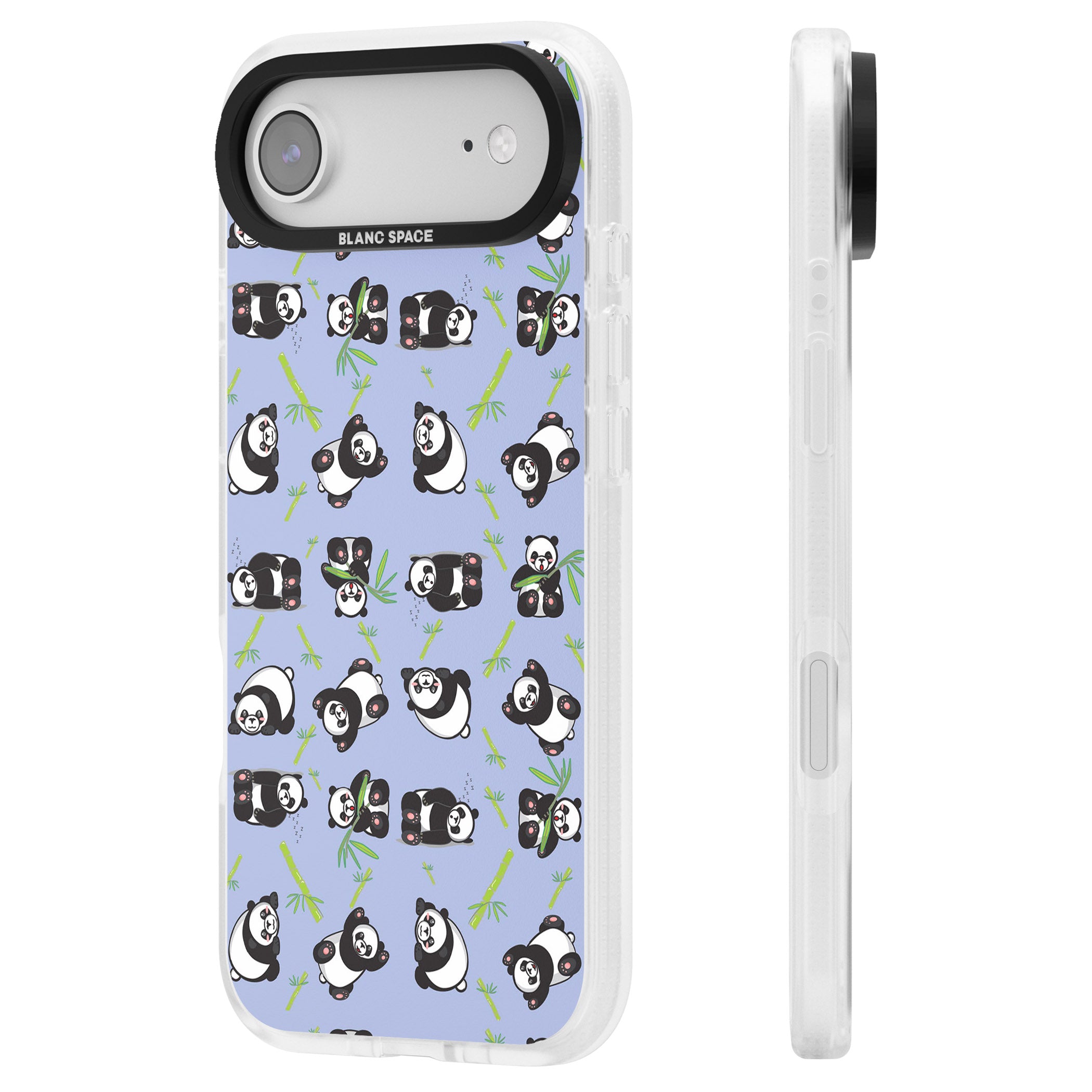 Panda Pattern iPhone 17 Air Impact Air Clear Phone Case Side Profile