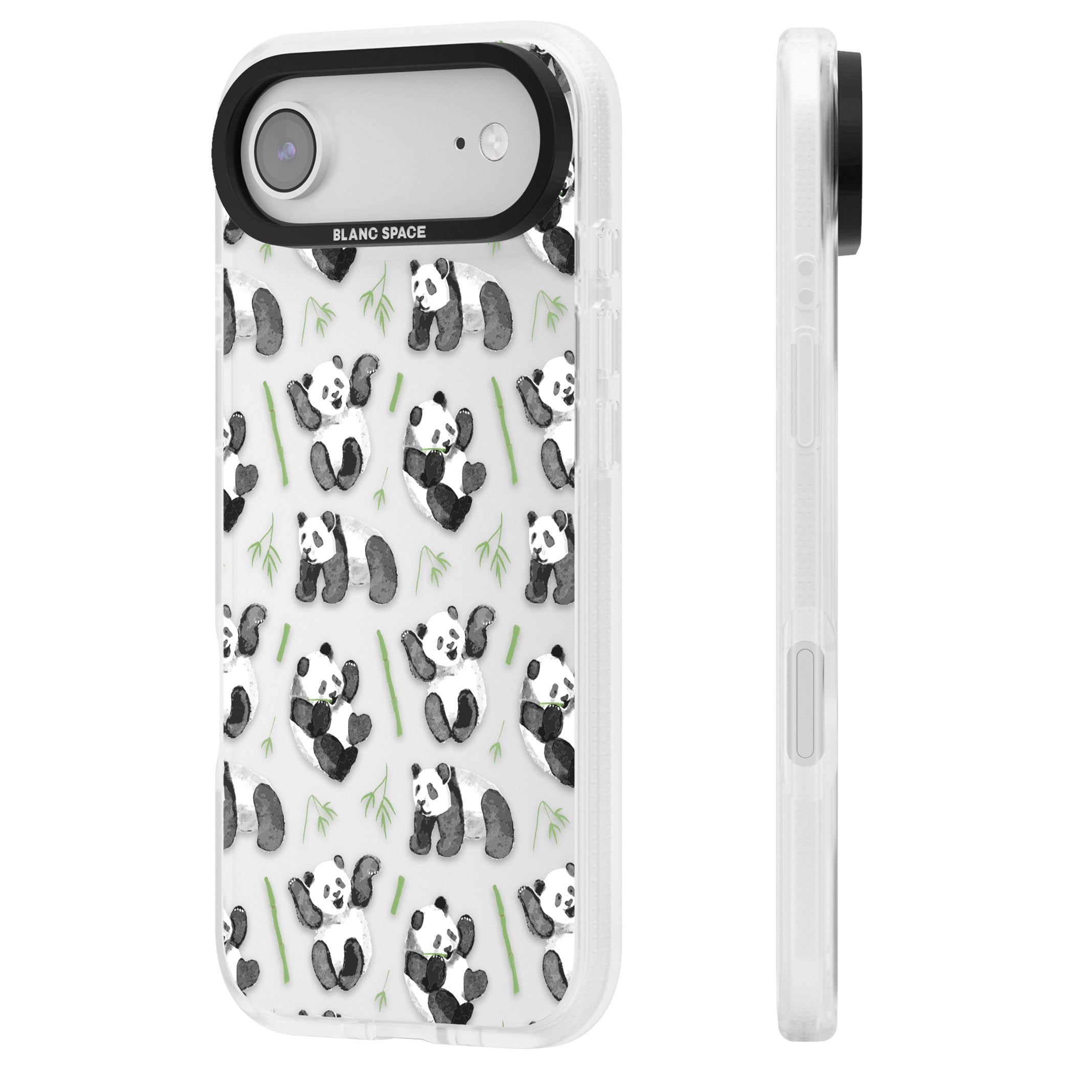 Watercolour Panda Pattern iPhone 17 Air Impact Air Clear Phone Case Side Profile