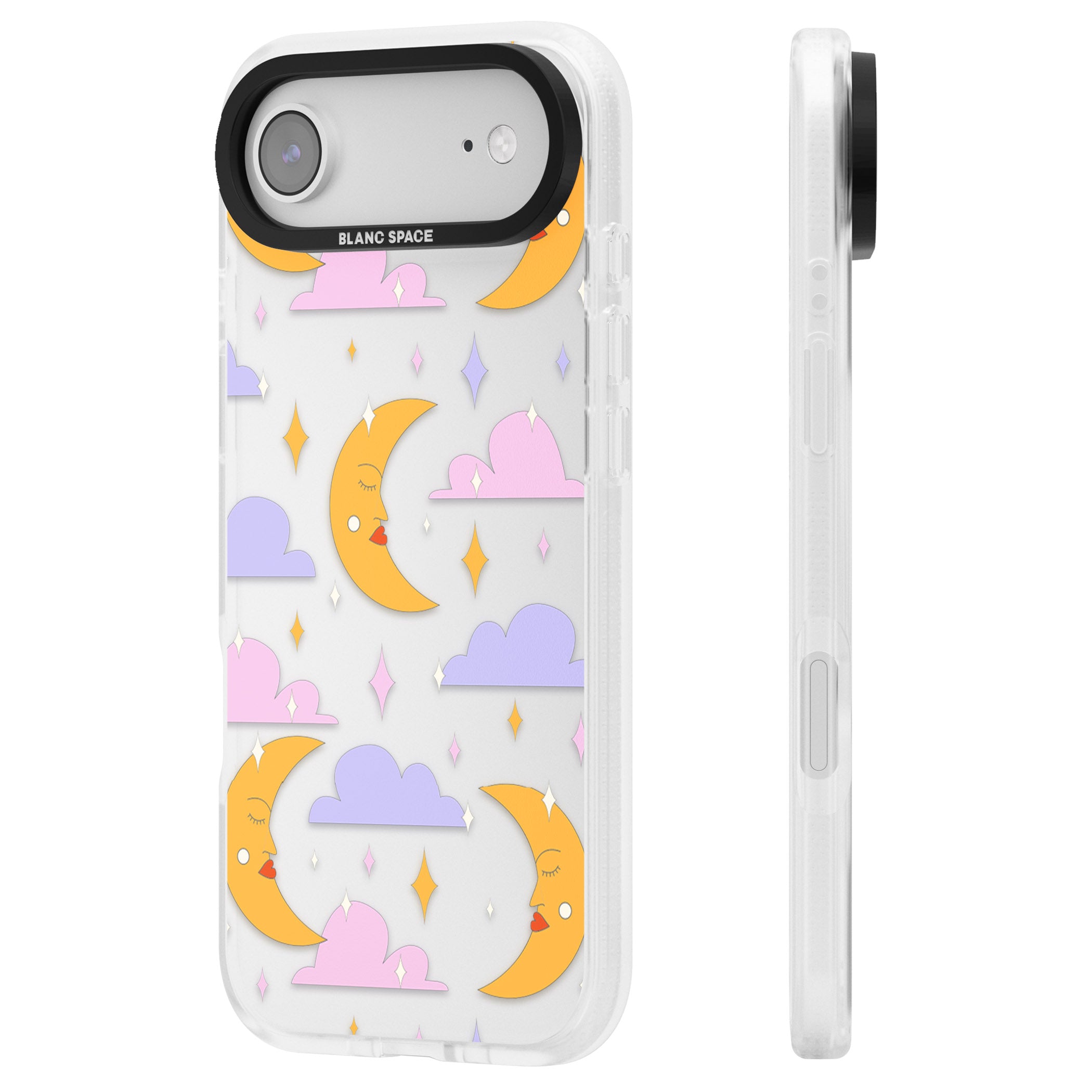 Moons & Clouds iPhone 17 Air Impact Air Clear Phone Case Side Profile