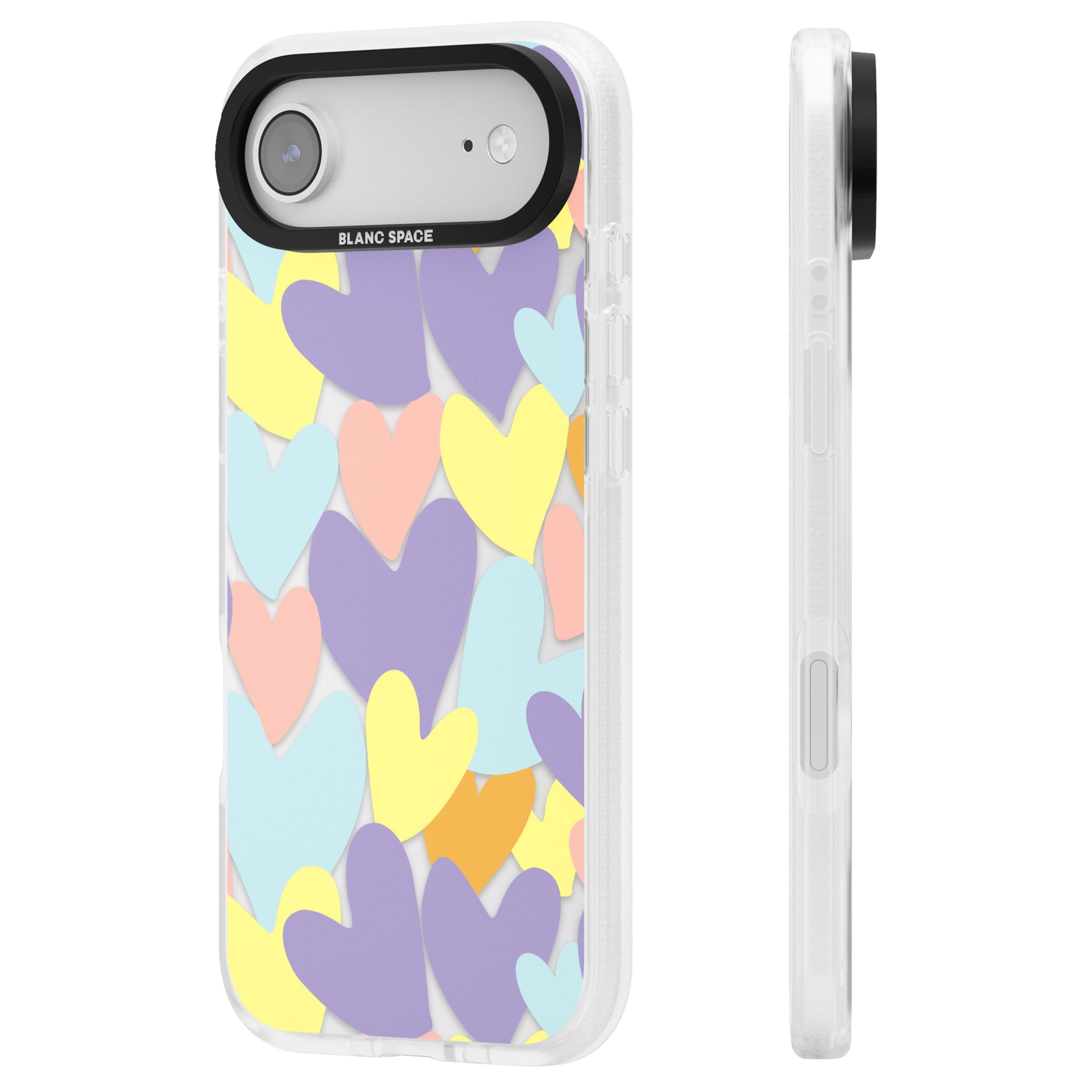 Pastel Hearts iPhone 17 Air Impact Air Clear Phone Case Side Profile
