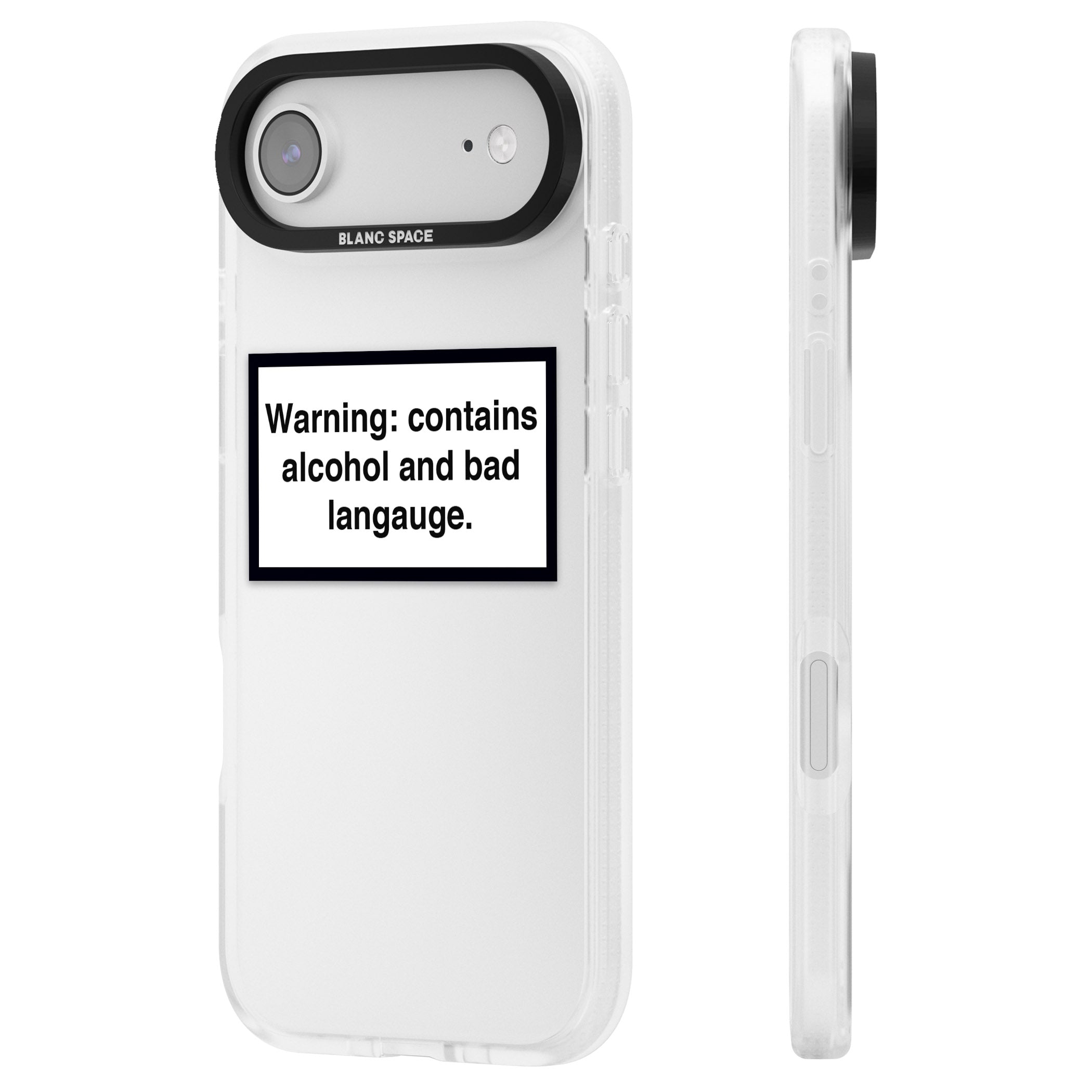 Warning: Contains Alcohol & Bad Language iPhone 17 Air Impact Air Clear Phone Case Side Profile