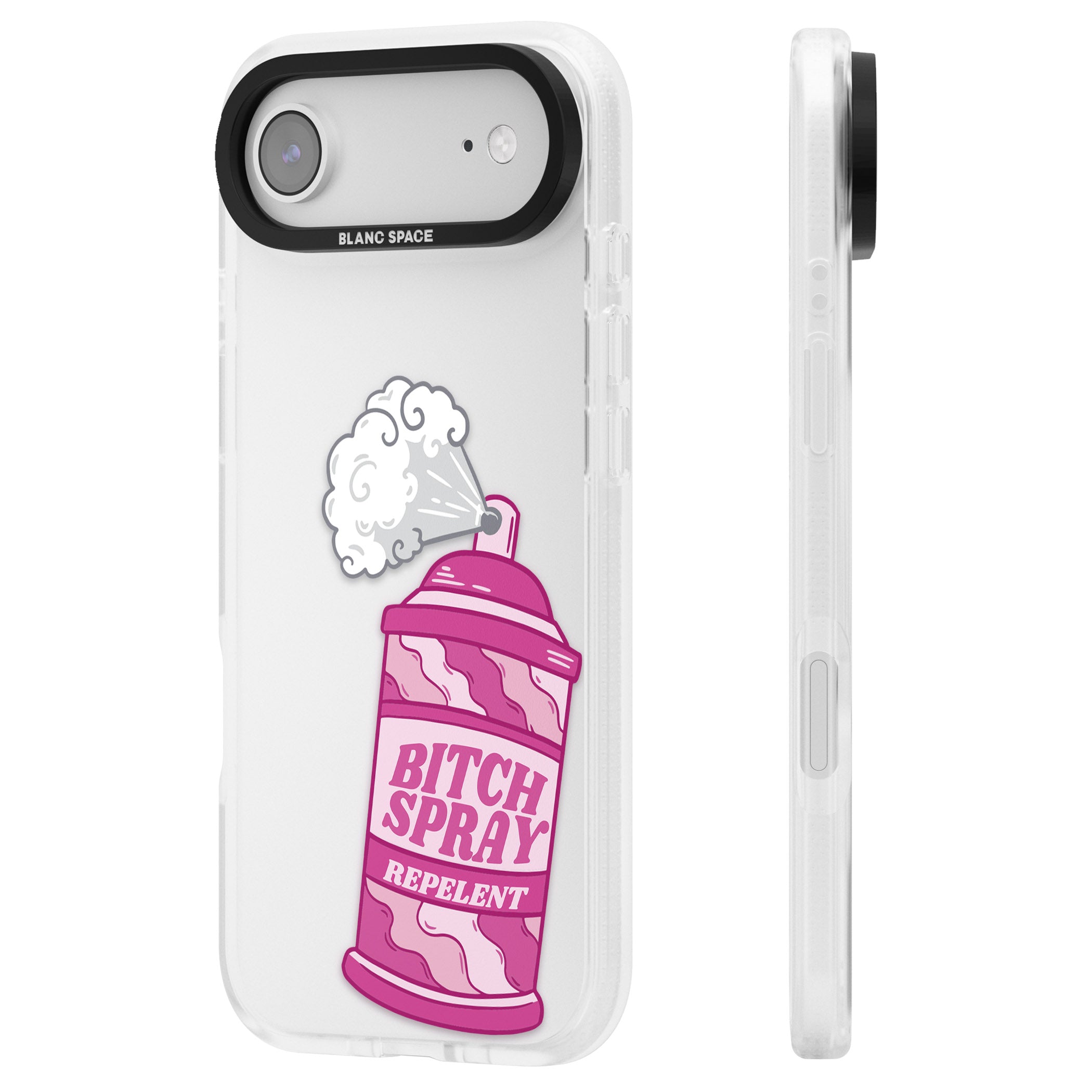 B*Tch Spray iPhone 17 Air Impact Air Clear Phone Case Side Profile