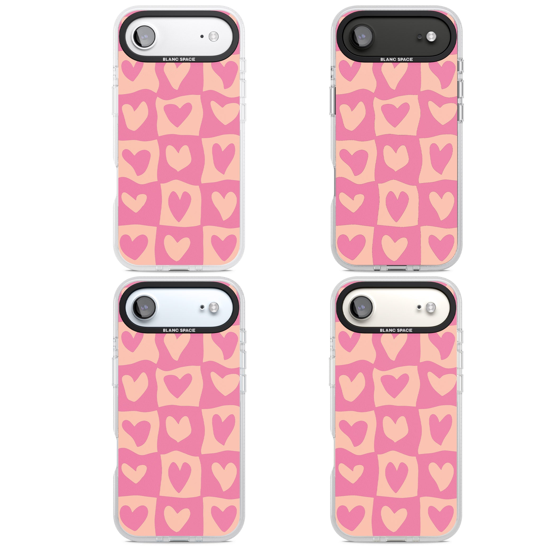 Pink Wavy Checked Hearts iPhone 17 Air Impact Air Clear Phone Case APT Impact Protection