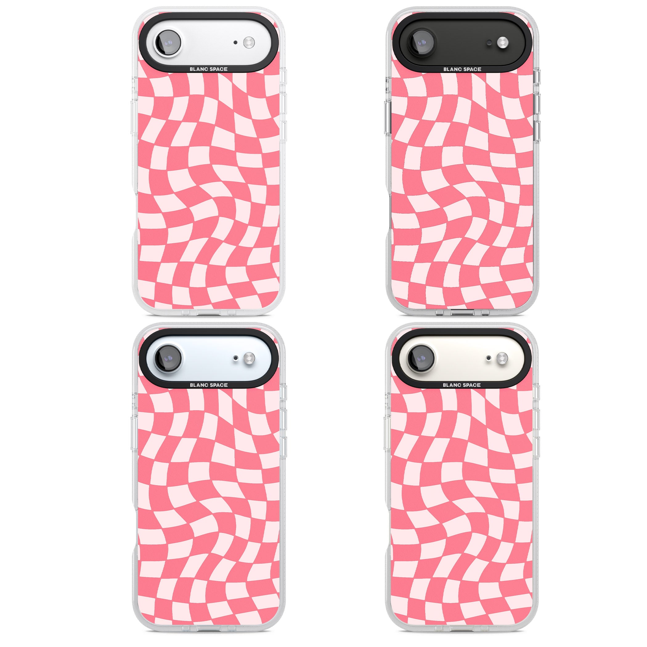 Pink Wavy Checked Pattern iPhone 17 Air Impact Air Clear Phone Case APT Impact Protection