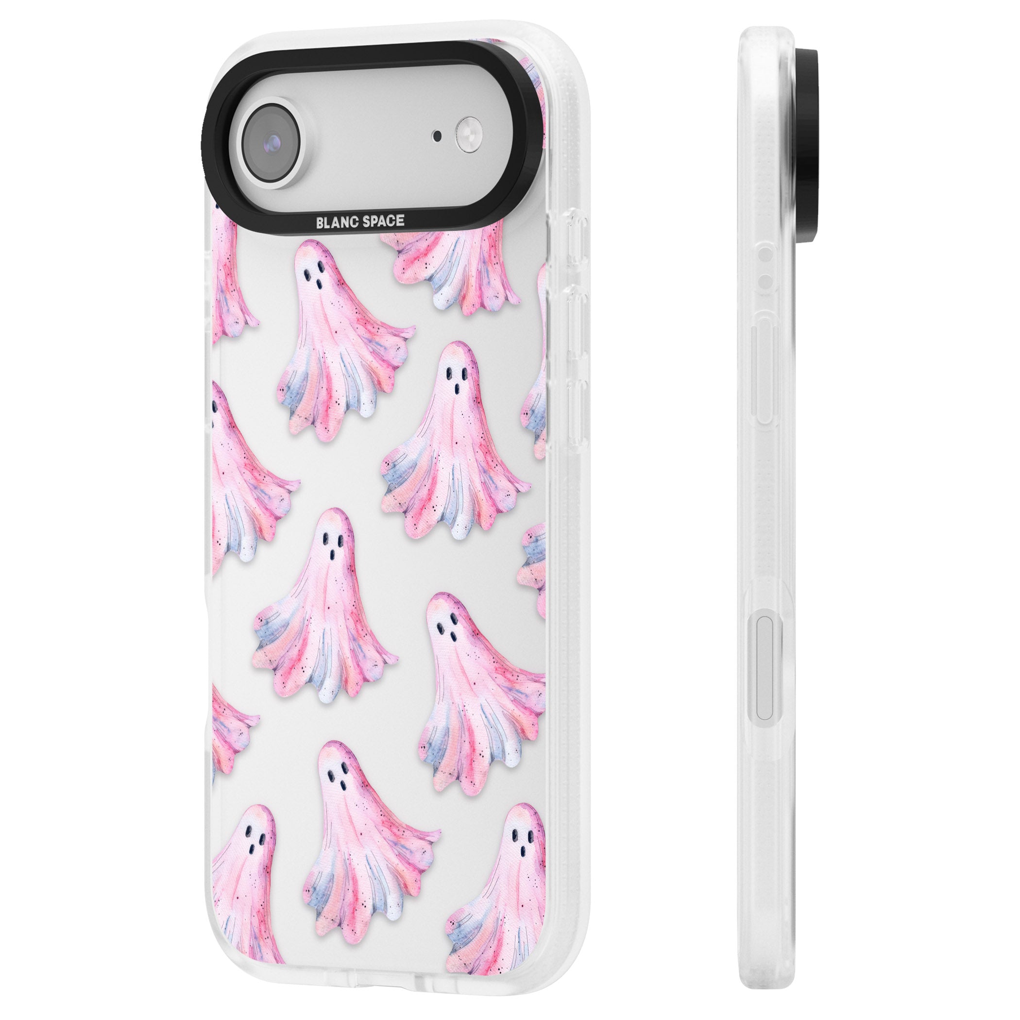Pink Ghosts iPhone 17 Air Impact Air Clear Phone Case Side Profile