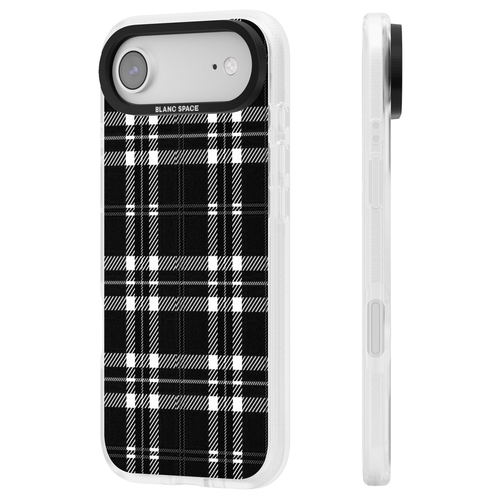 Divine Black Plaid iPhone 17 Air Impact Air Clear Phone Case Side Profile