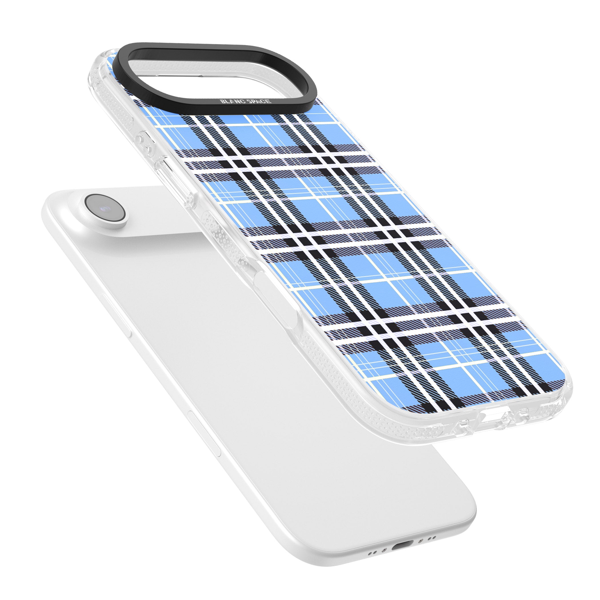 Blue Plaid iPhone 17 Air Impact Air Clear Phone Case Colours