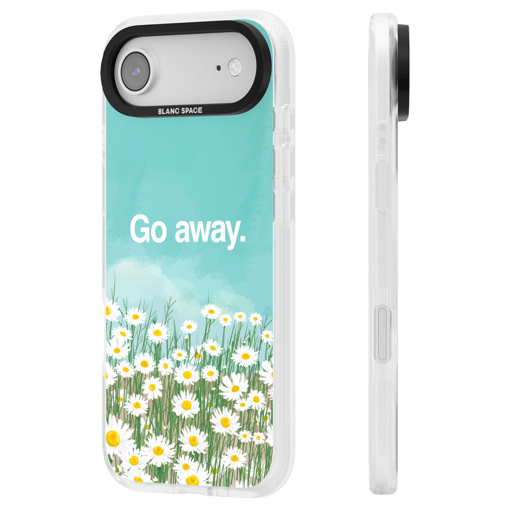 Go Away iPhone 17 Air Impact Air Clear Phone Case Side Profile