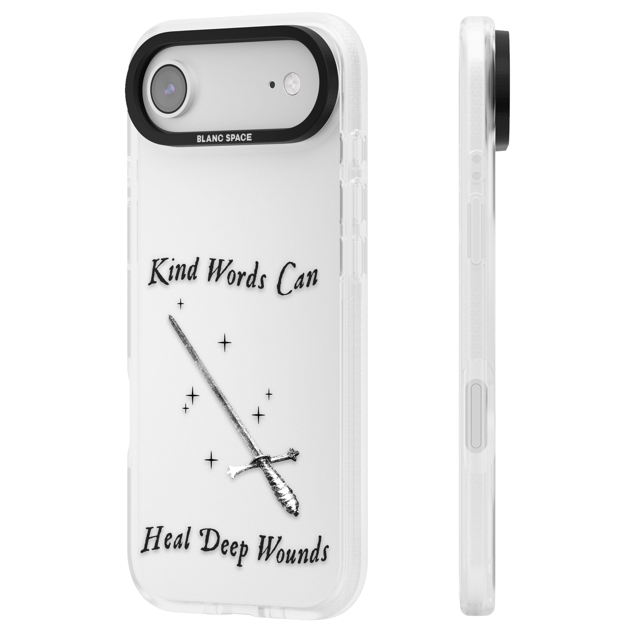 Kind Words Can Heal Deep Wounds iPhone 17 Air Impact Air Clear Phone Case Side Profile