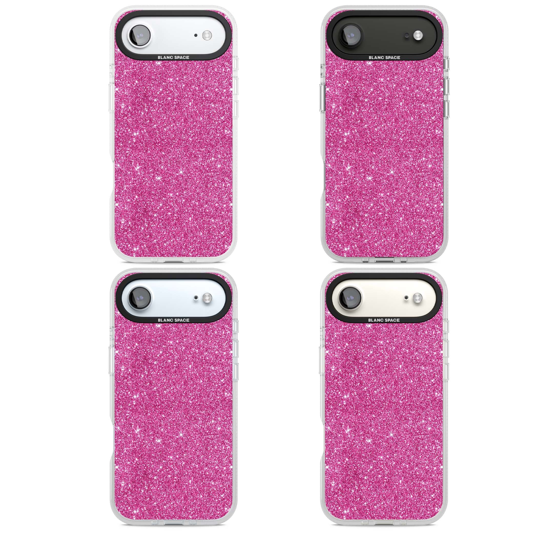 Pink Glitter Y2K iPhone case featuring hot pink glitter wallpaper with sparkle shimmer effect | Clear Case Impact Air case for iPhone Air