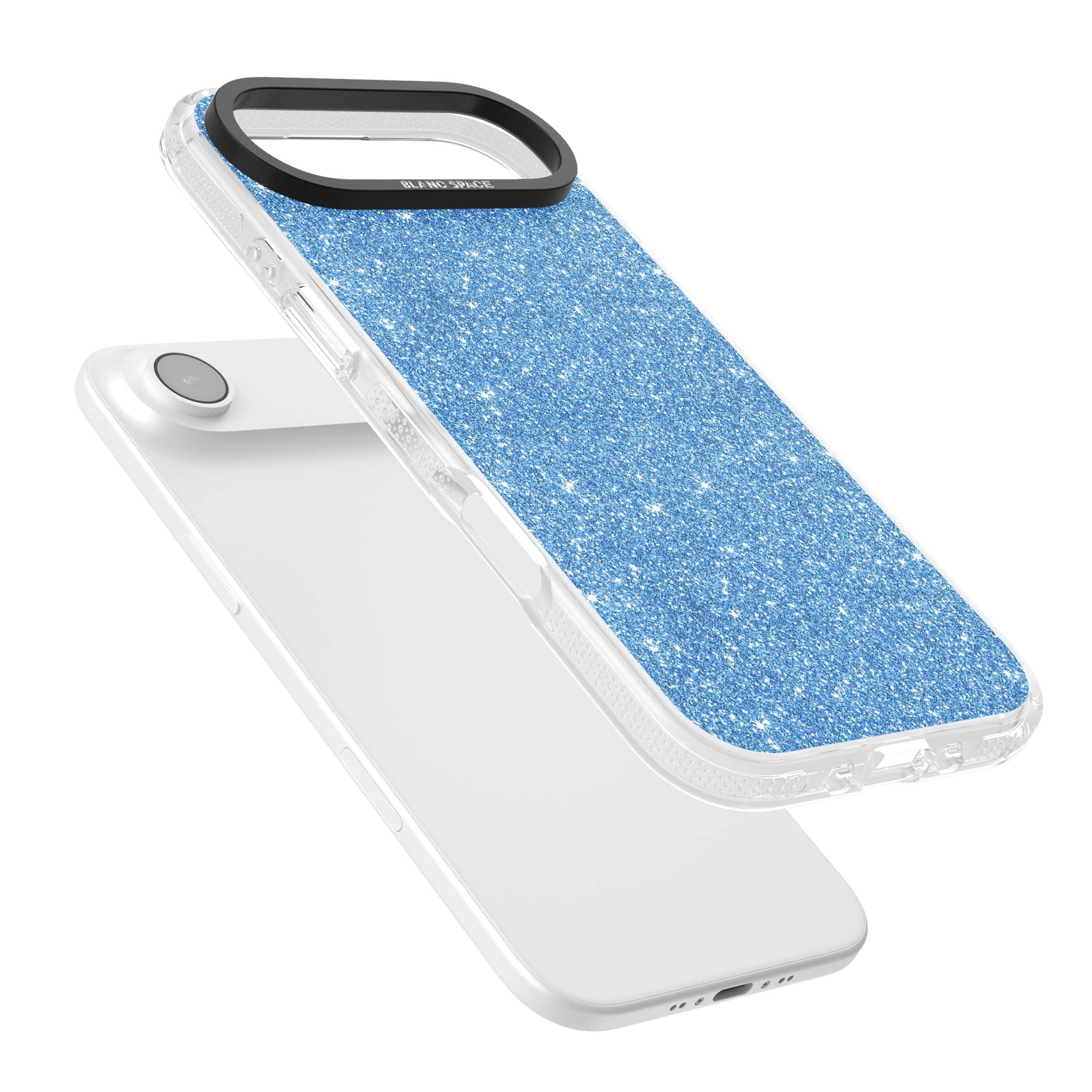Blue Glitter blue glitter iPhone case featuring dense sparkling cerulean glitter with a glamorous shimmering finish | Clear Case Impact Air case for iPhone Air