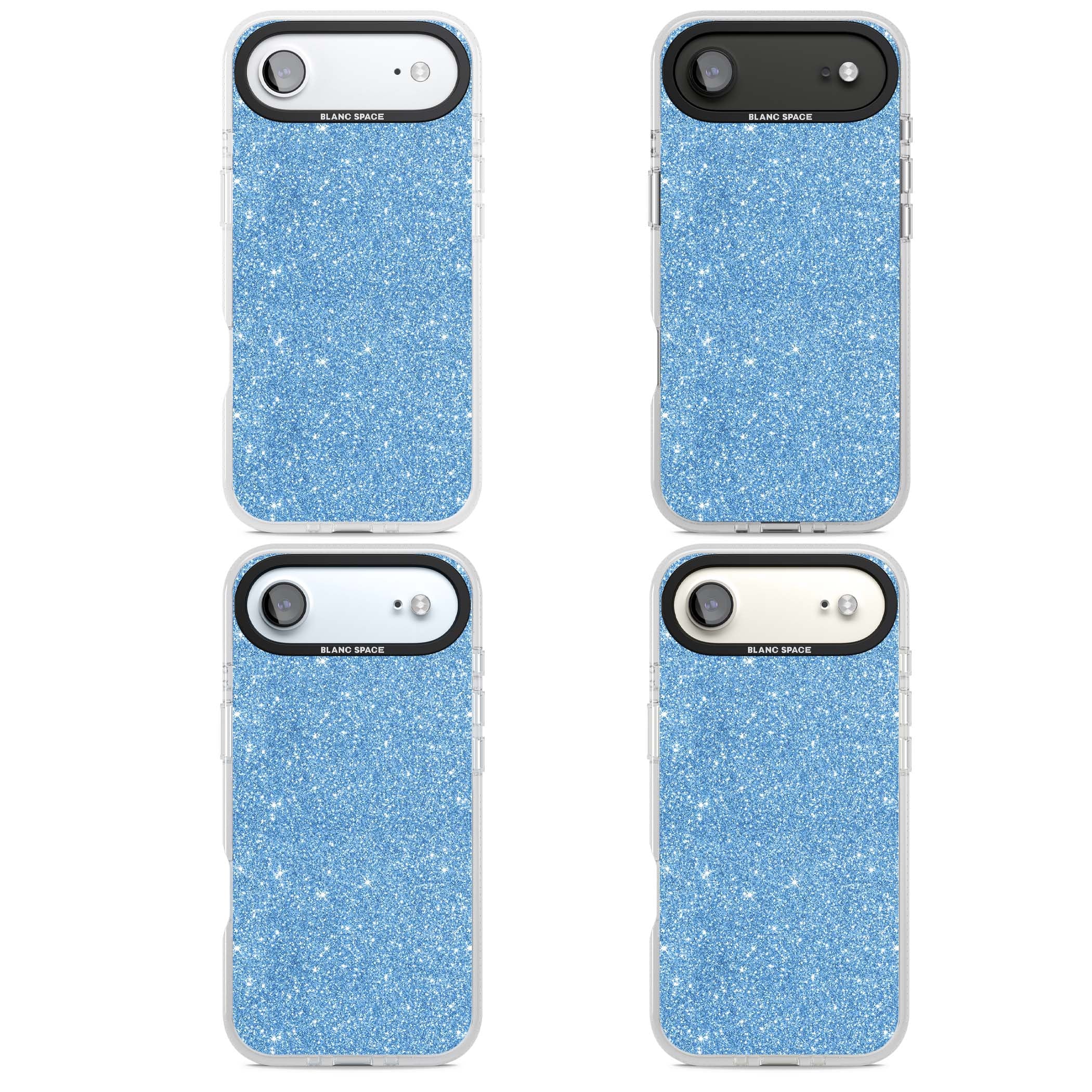 Blue Glitter blue glitter iPhone case featuring dense sparkling cerulean glitter with a glamorous shimmering finish | Clear Case Impact Air case for iPhone Air