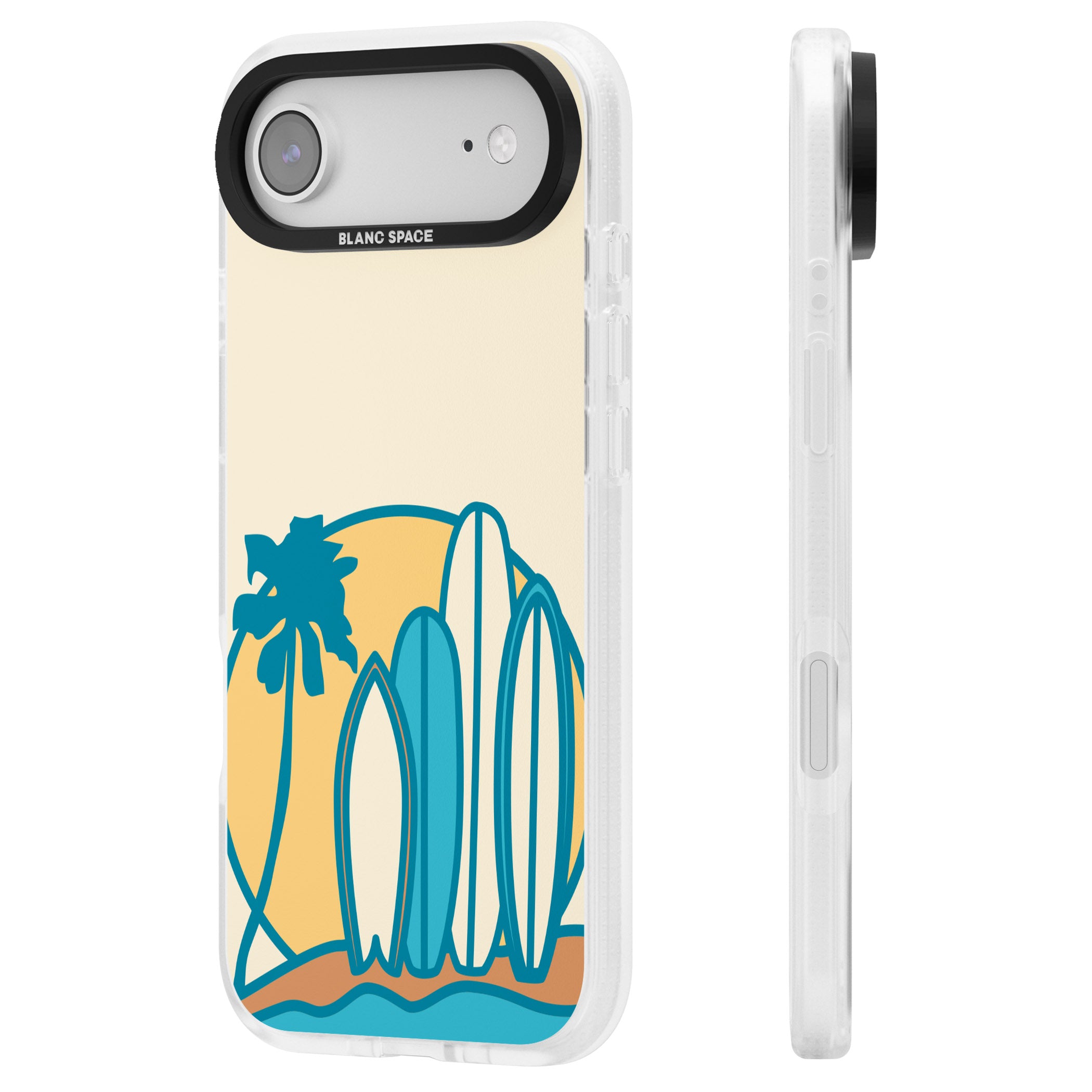 Coastal Surf Vibes iPhone 17 Air Impact Air Clear Phone Case Side Profile