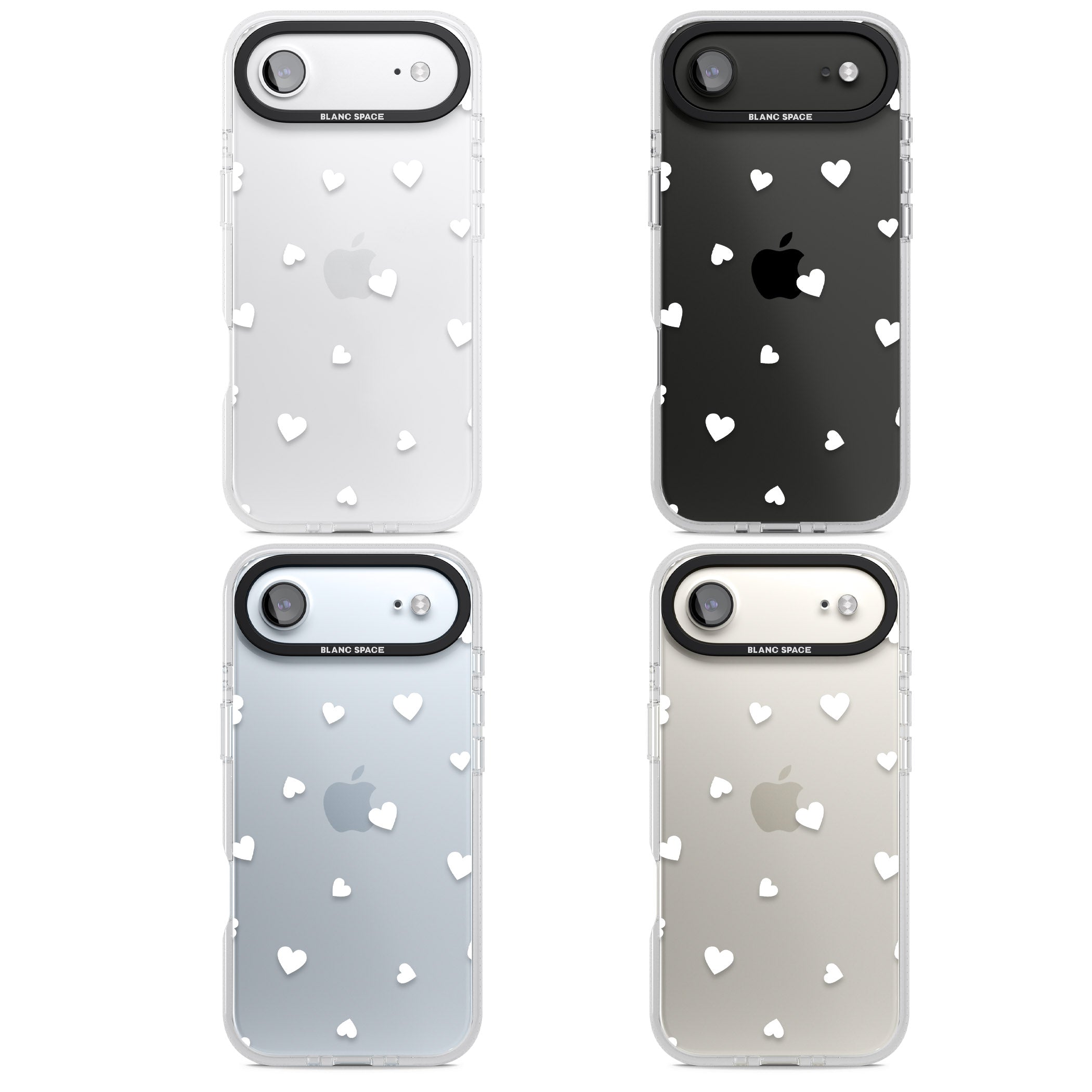 White Hearts iPhone 17 Air Impact Air Clear Phone Case APT Impact Protection